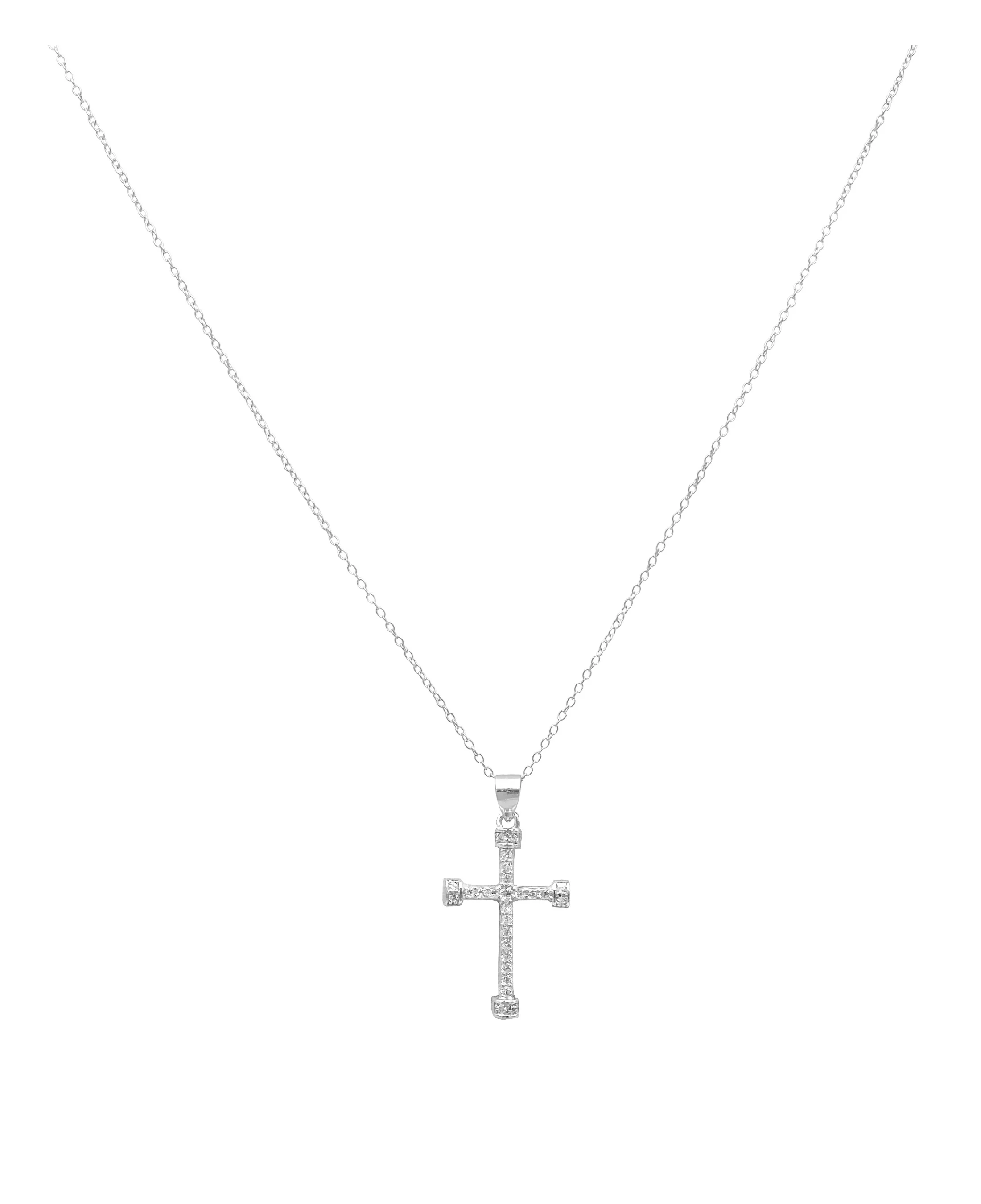 COLLIER EN ARGENT PENDENTIF CROIX AVEC PIERRES - Image 3