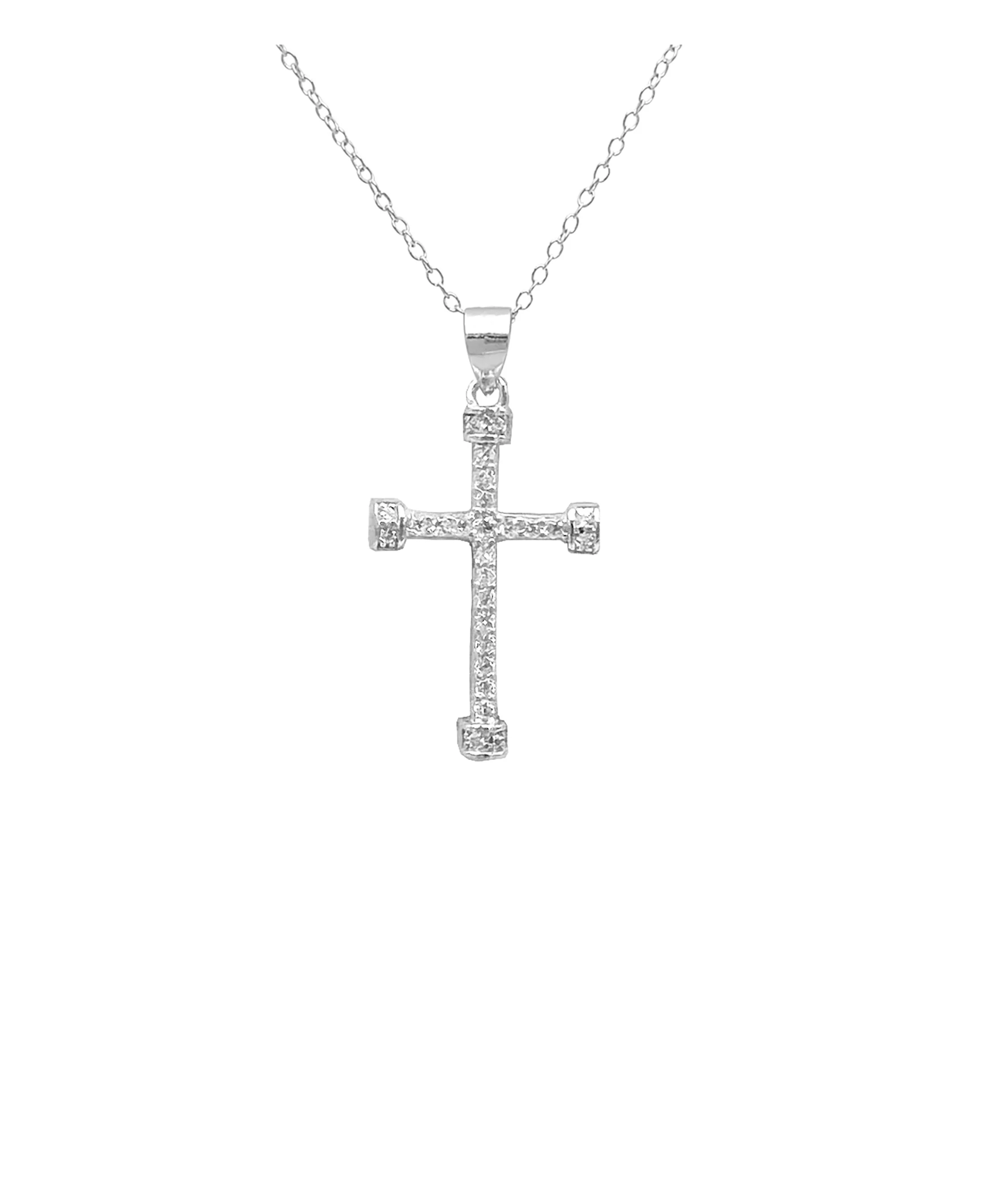 COLLIER EN ARGENT PENDENTIF CROIX AVEC PIERRES - Image 4