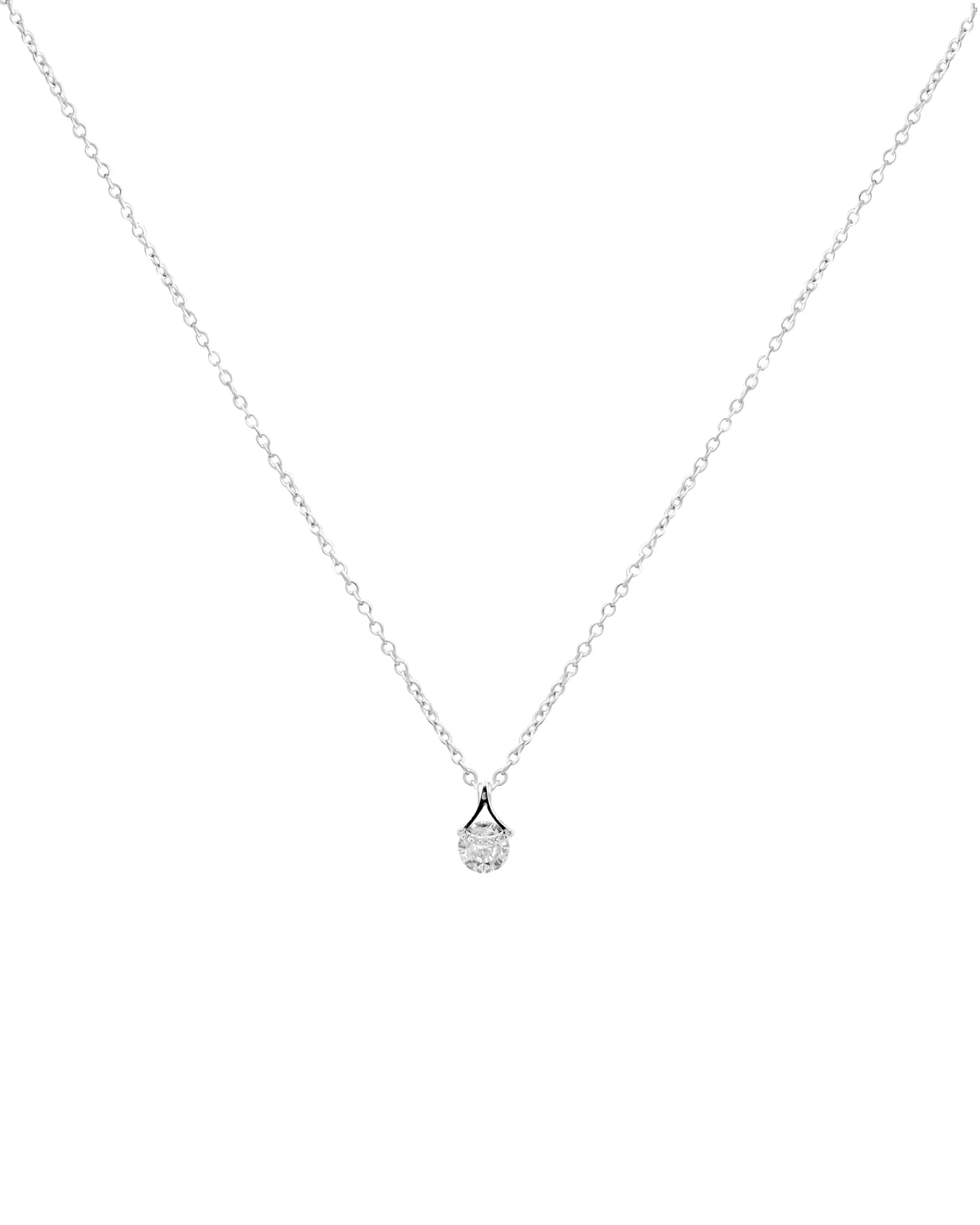 COLLIER EN ARGENT PENDENTIF FLOCHE AVEC SOLITAIRE - Image 3