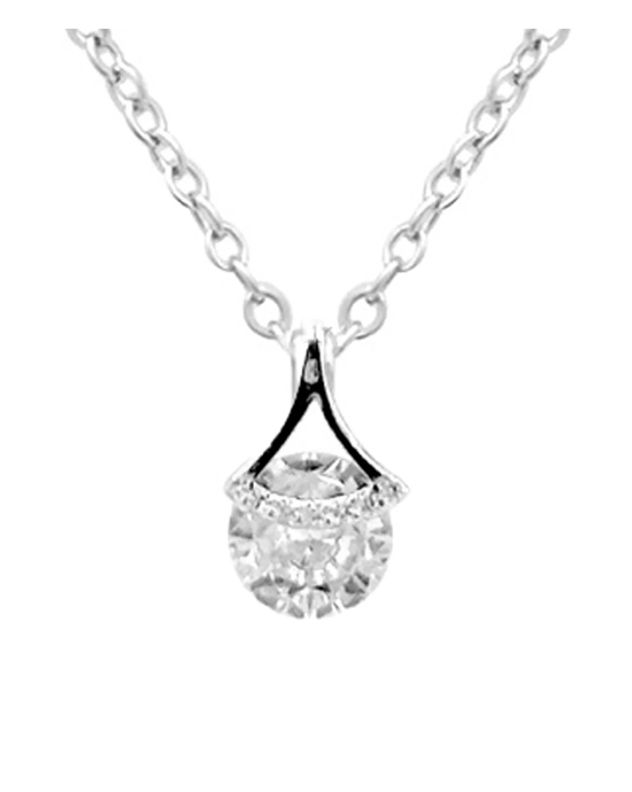 COLLIER EN ARGENT PENDENTIF FLOCHE AVEC SOLITAIRE - Image 4