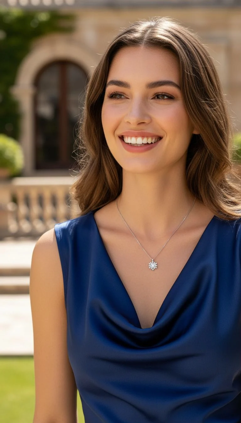 COLLIER EN ARGENT PENDENTIF FLOCON DE NEIGE AVEC PIERRES - Image 2