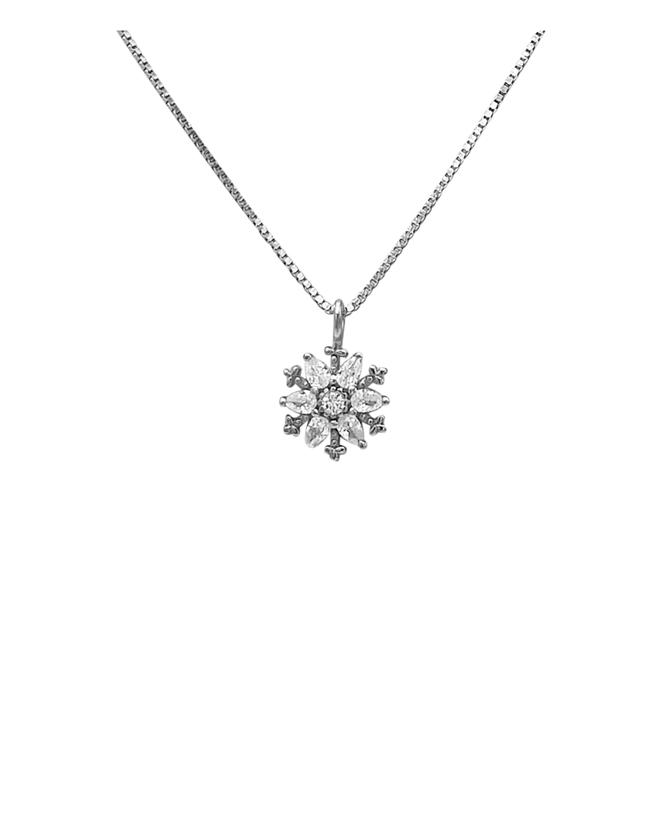 COLLIER EN ARGENT PENDENTIF FLOCON DE NEIGE AVEC PIERRES - Image 4