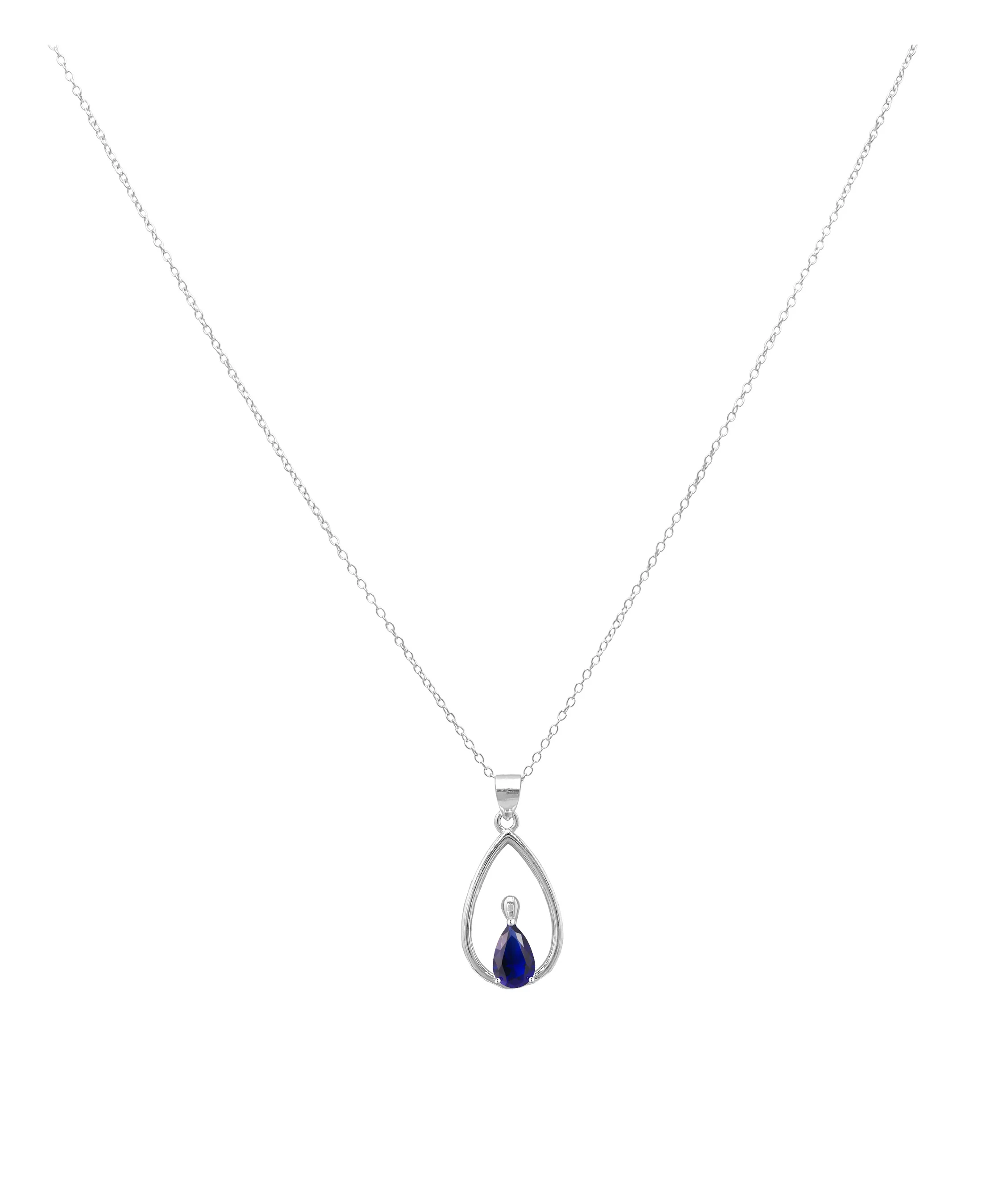 COLLIER EN ARGENT PENDENTIF GOUTTE ET PIERRE BLEUE - Image 3