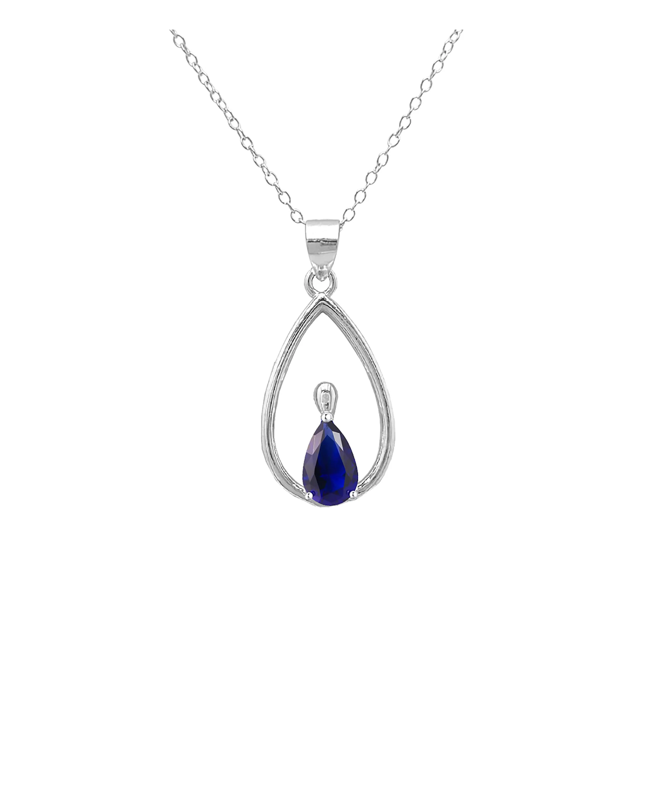 COLLIER EN ARGENT PENDENTIF GOUTTE ET PIERRE BLEUE - Image 4