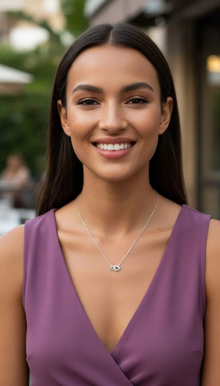 COLLIER EN ARGENT PETITS COEURS AVEC PIERRES - Image 2