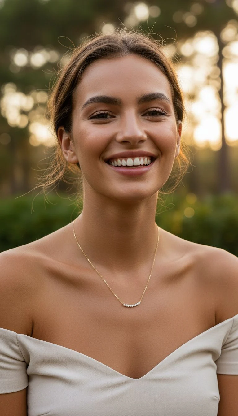 COLLIER EN PLAQUE OR AVEC RANGEE CENTRALE DE ZIRCONIUM - Image 2