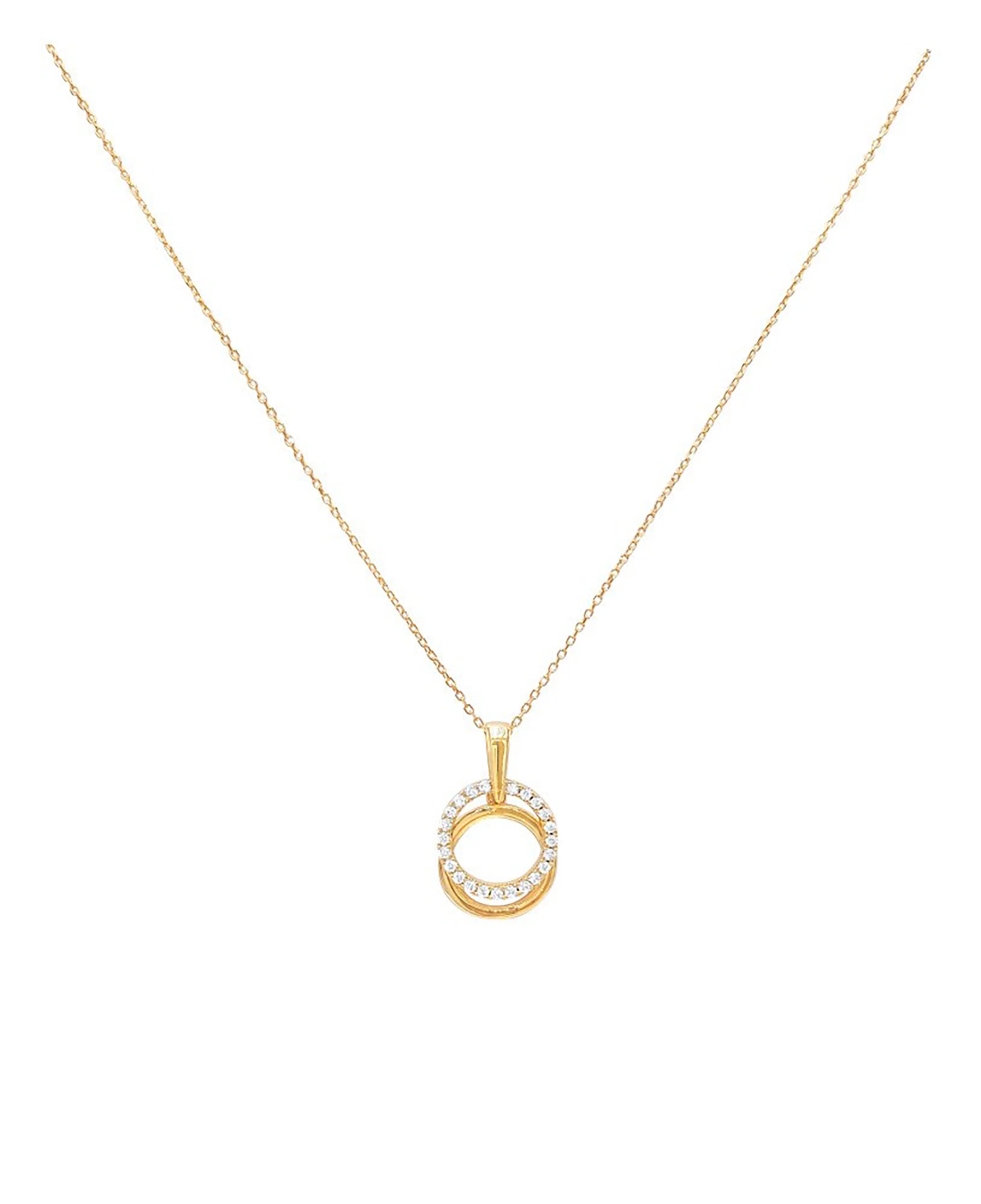 COLLIER EN PLAQUE OR DOUBLE CERCLE - Image 3