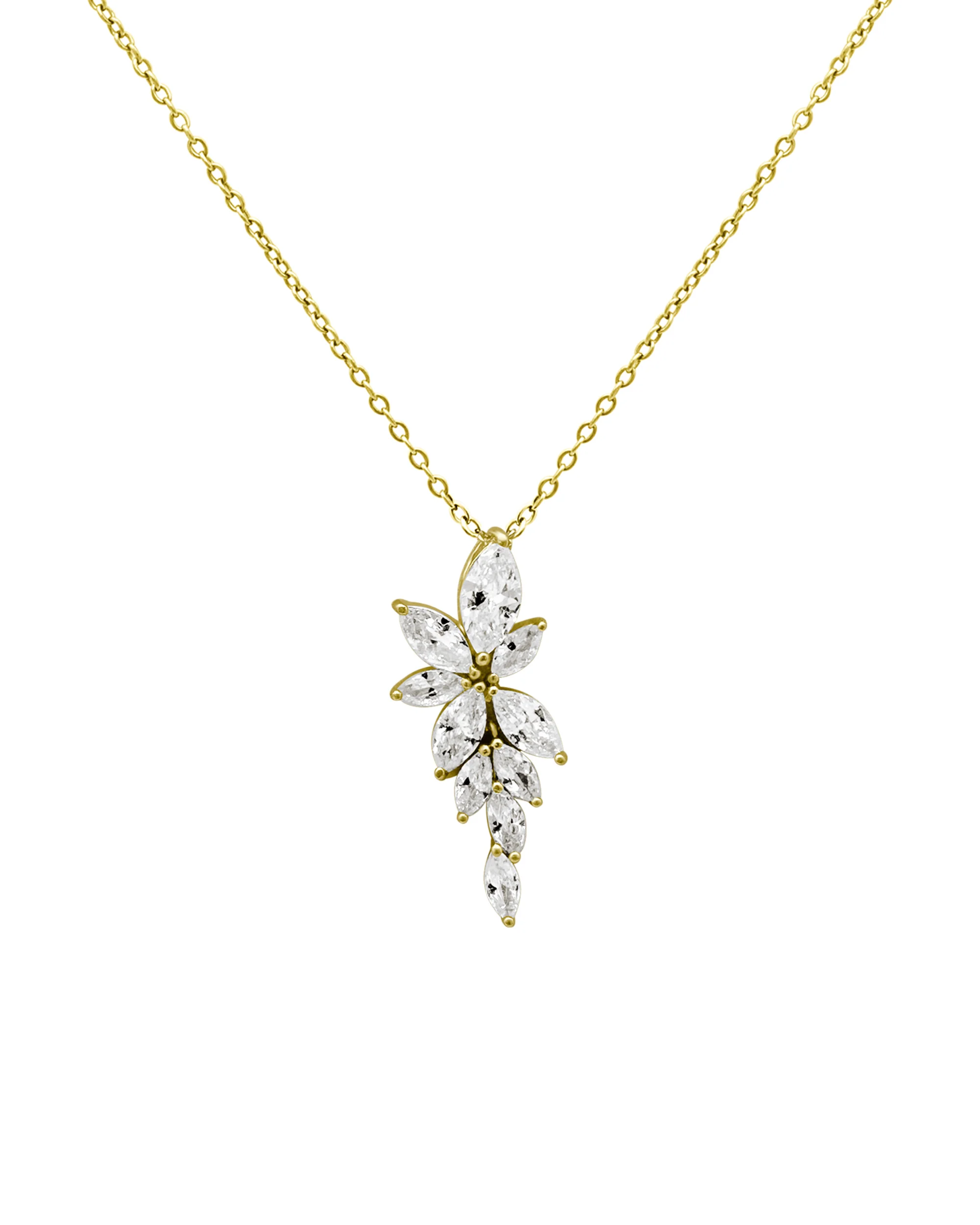 COLLIER EN PLAQUE OR MOTIF FLEUR AVEC ZIRCONIUM