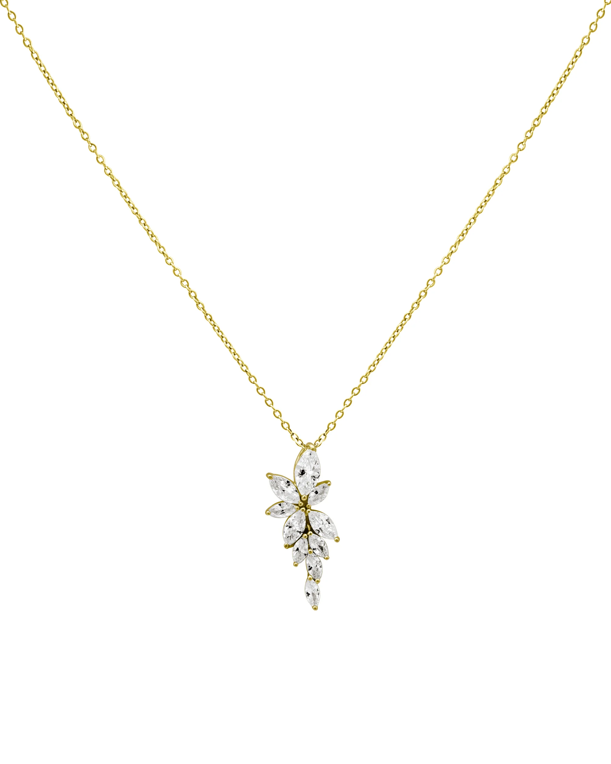 COLLIER EN PLAQUE OR MOTIF FLEUR AVEC ZIRCONIUM - Image 3