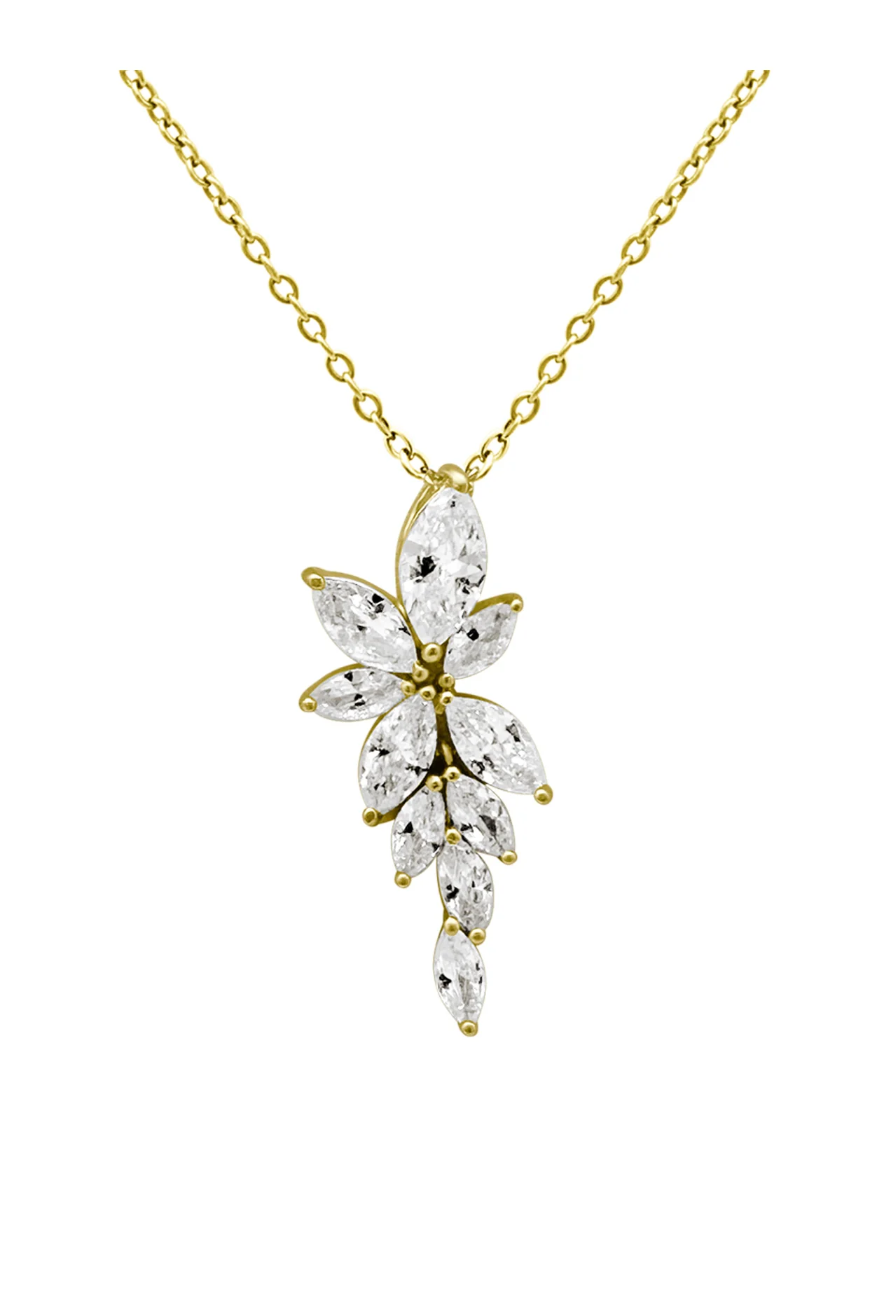 COLLIER EN PLAQUE OR MOTIF FLEUR AVEC ZIRCONIUM - Image 4
