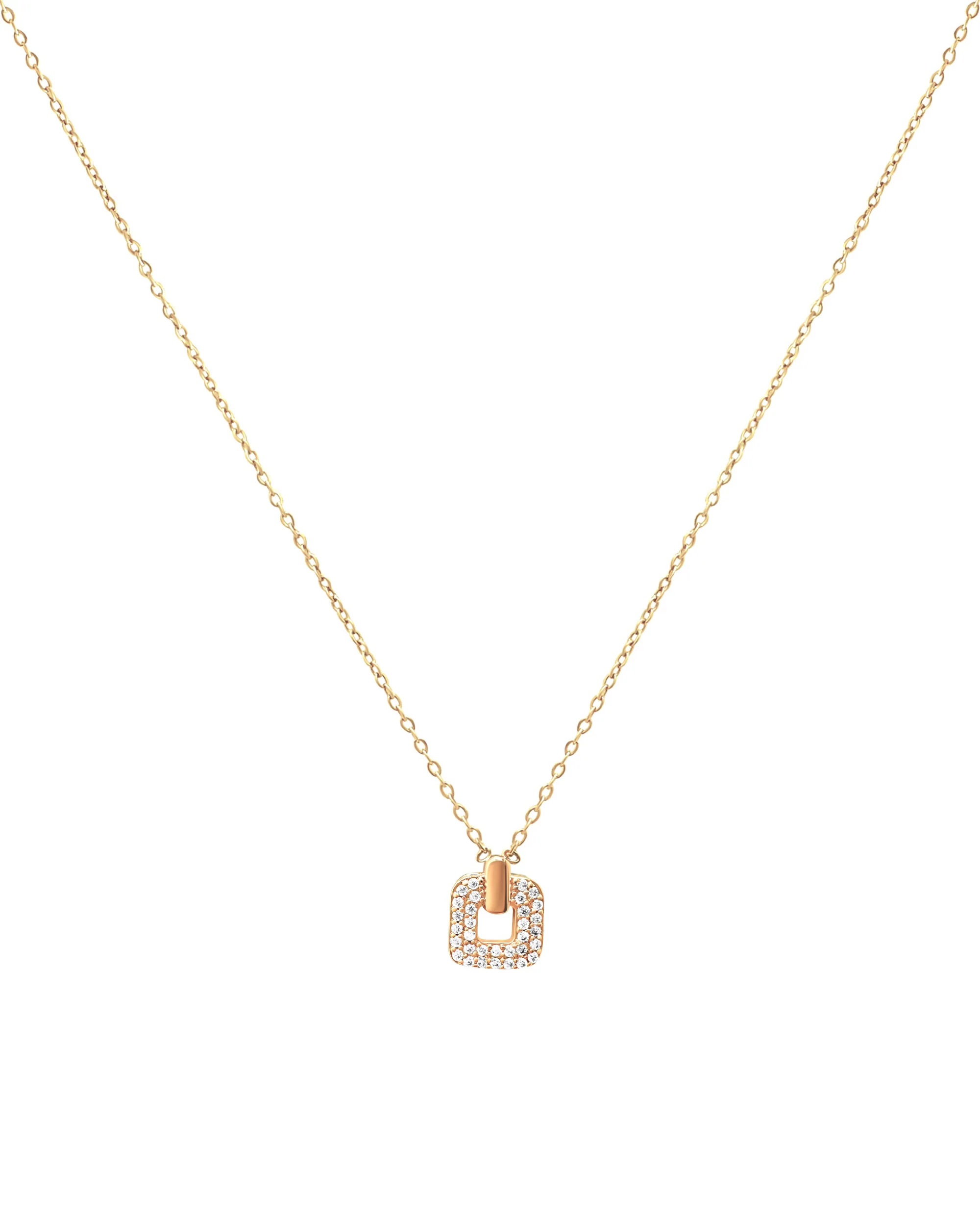 COLLIER EN PLAQUE OR PENDENTIF CARRE AVEC ZIRCONIUM - Image 3