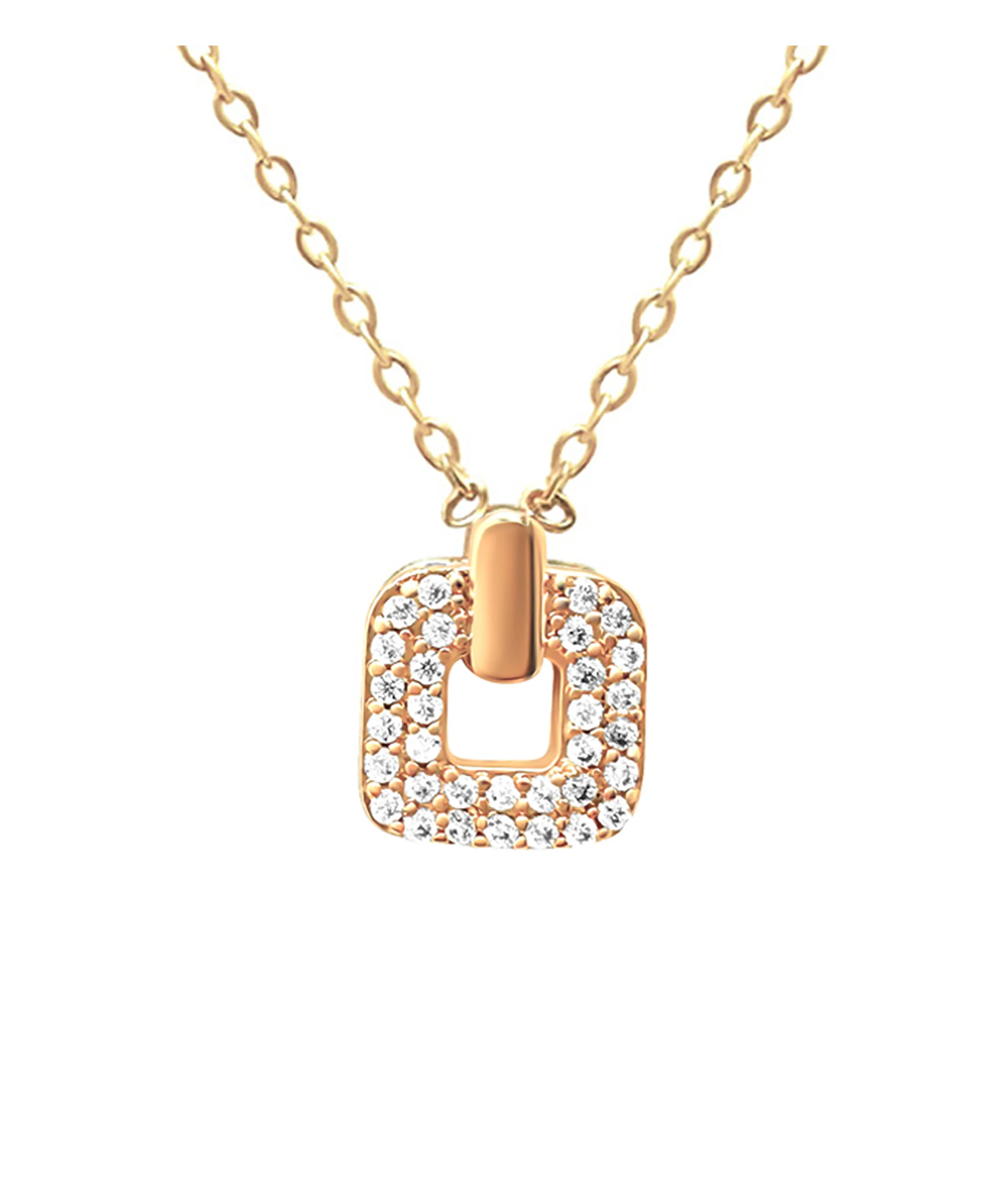 COLLIER EN PLAQUE OR PENDENTIF CARRE AVEC ZIRCONIUM - Image 4