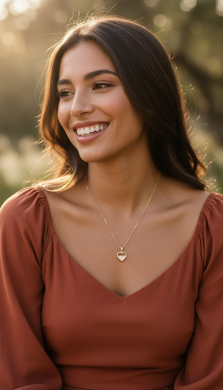 COLLIER EN PLAQUE OR PENDENTIF COEUR AVEC PIERRES - Image 2