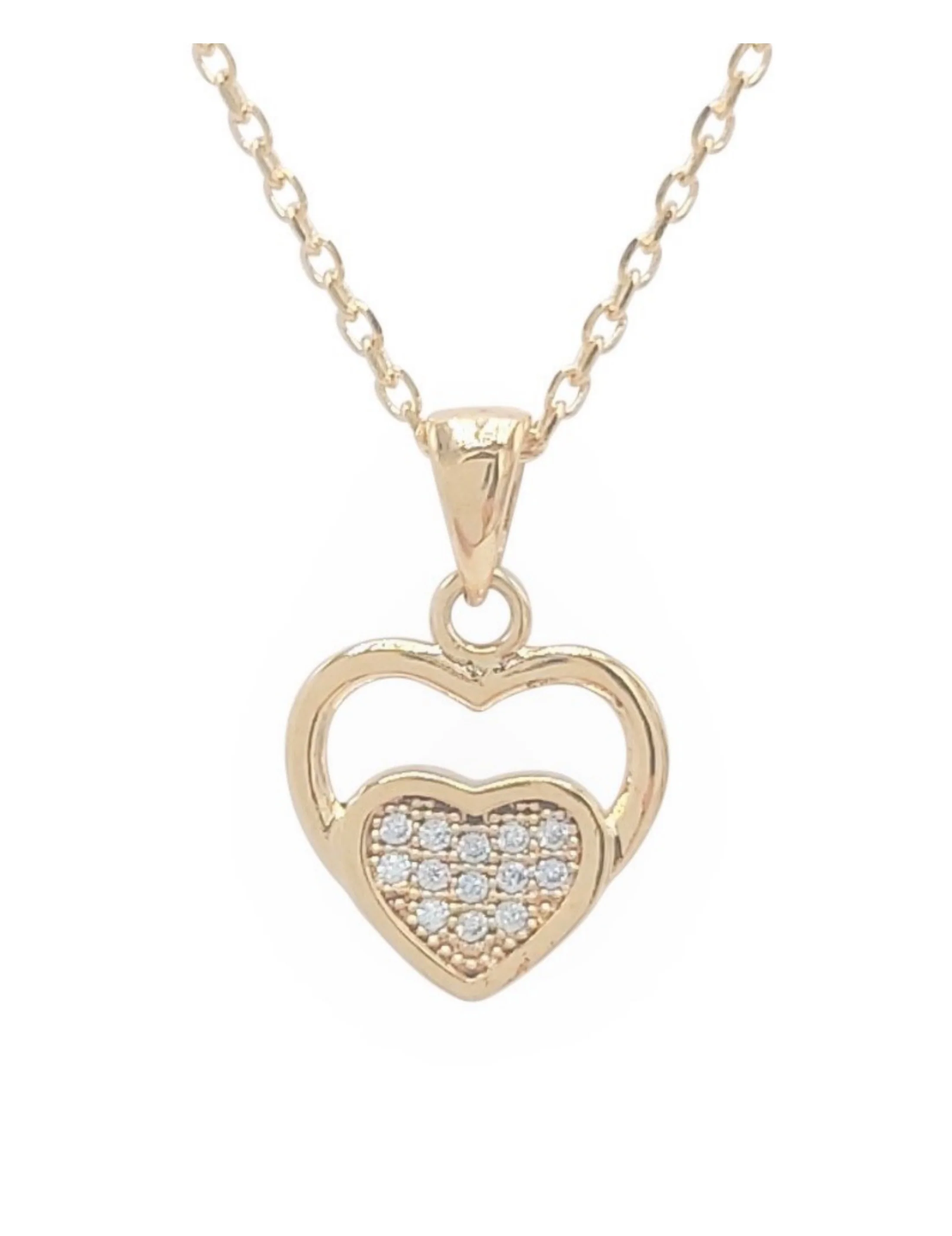 COLLIER EN PLAQUE OR PENDENTIF COEUR AVEC PIERRES - Image 3