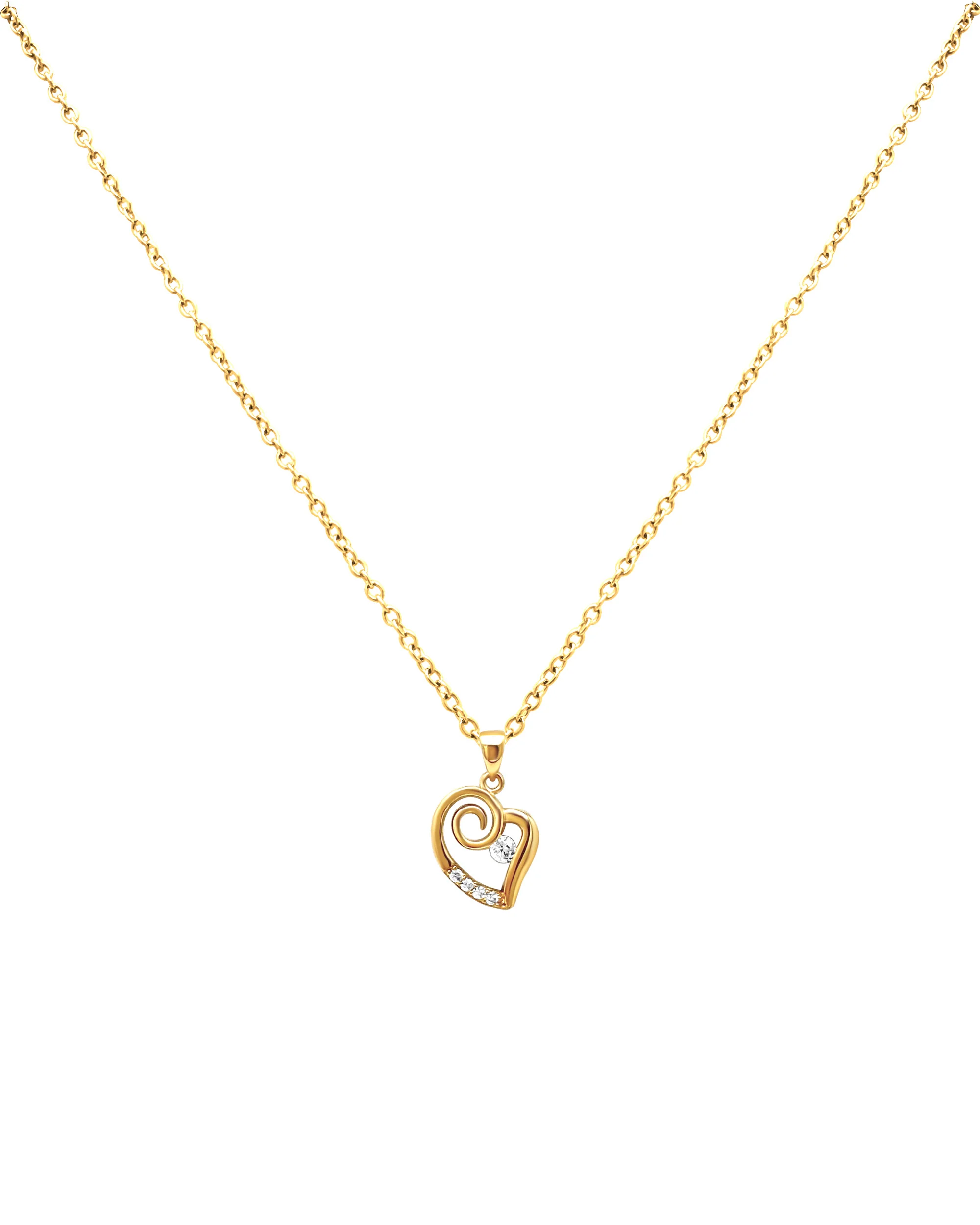 COLLIER EN PLAQUE OR PENDENTIF COEUR AVEC ZIRCONIUM - Image 3