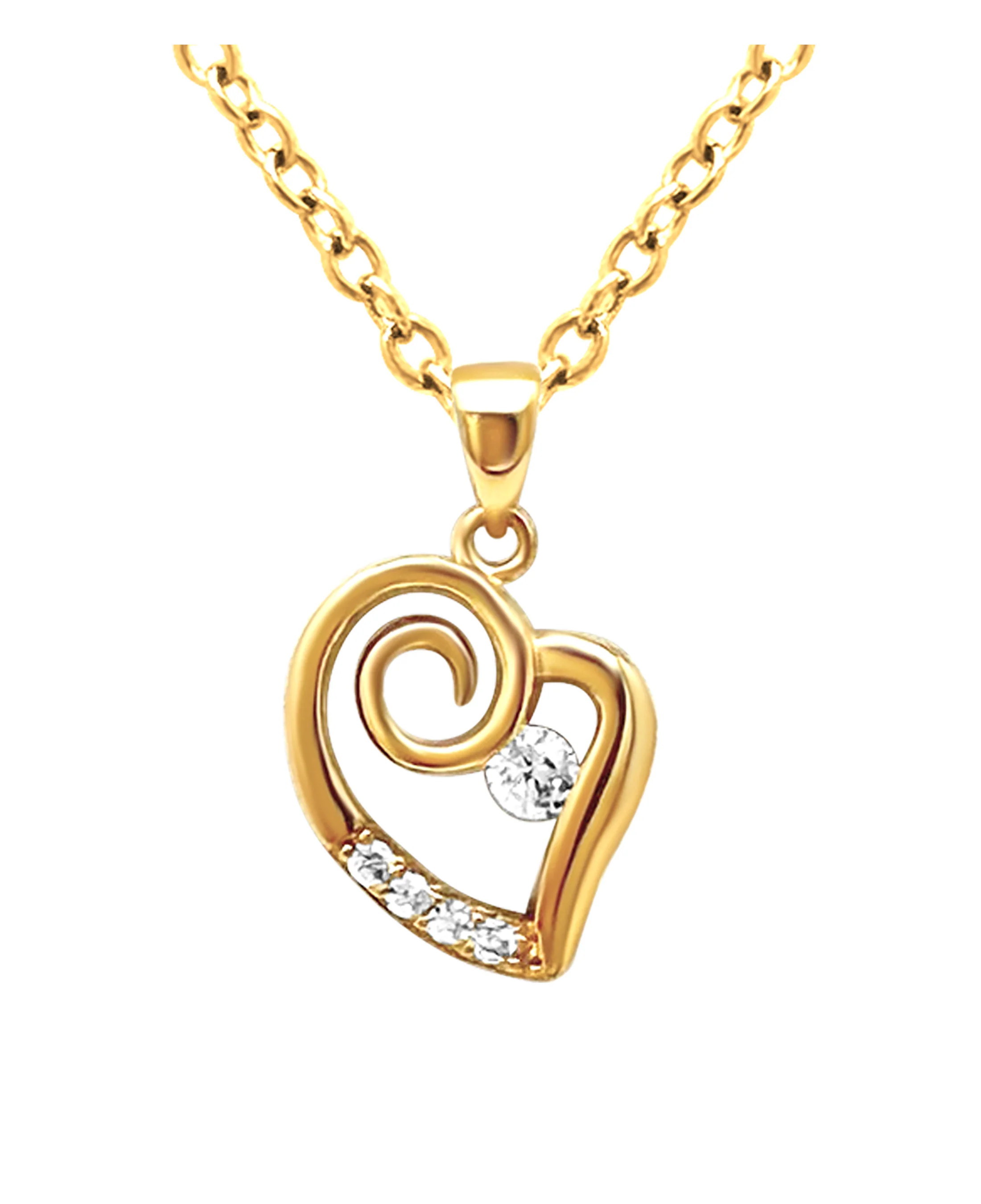 COLLIER EN PLAQUE OR PENDENTIF COEUR AVEC ZIRCONIUM - Image 4