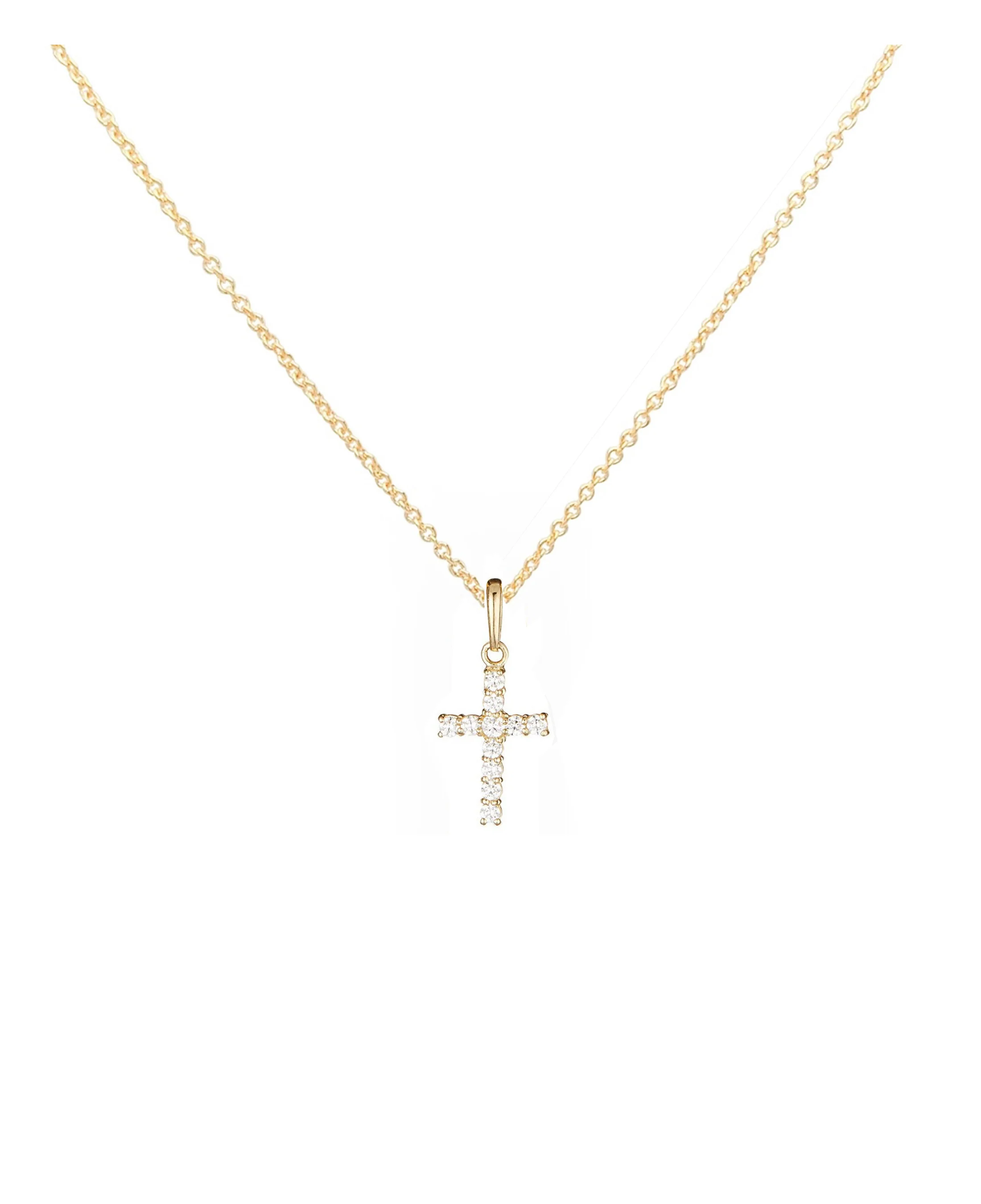 COLLIER EN PLAQUE OR PENDENTIF CROIX AVEC PIERRES