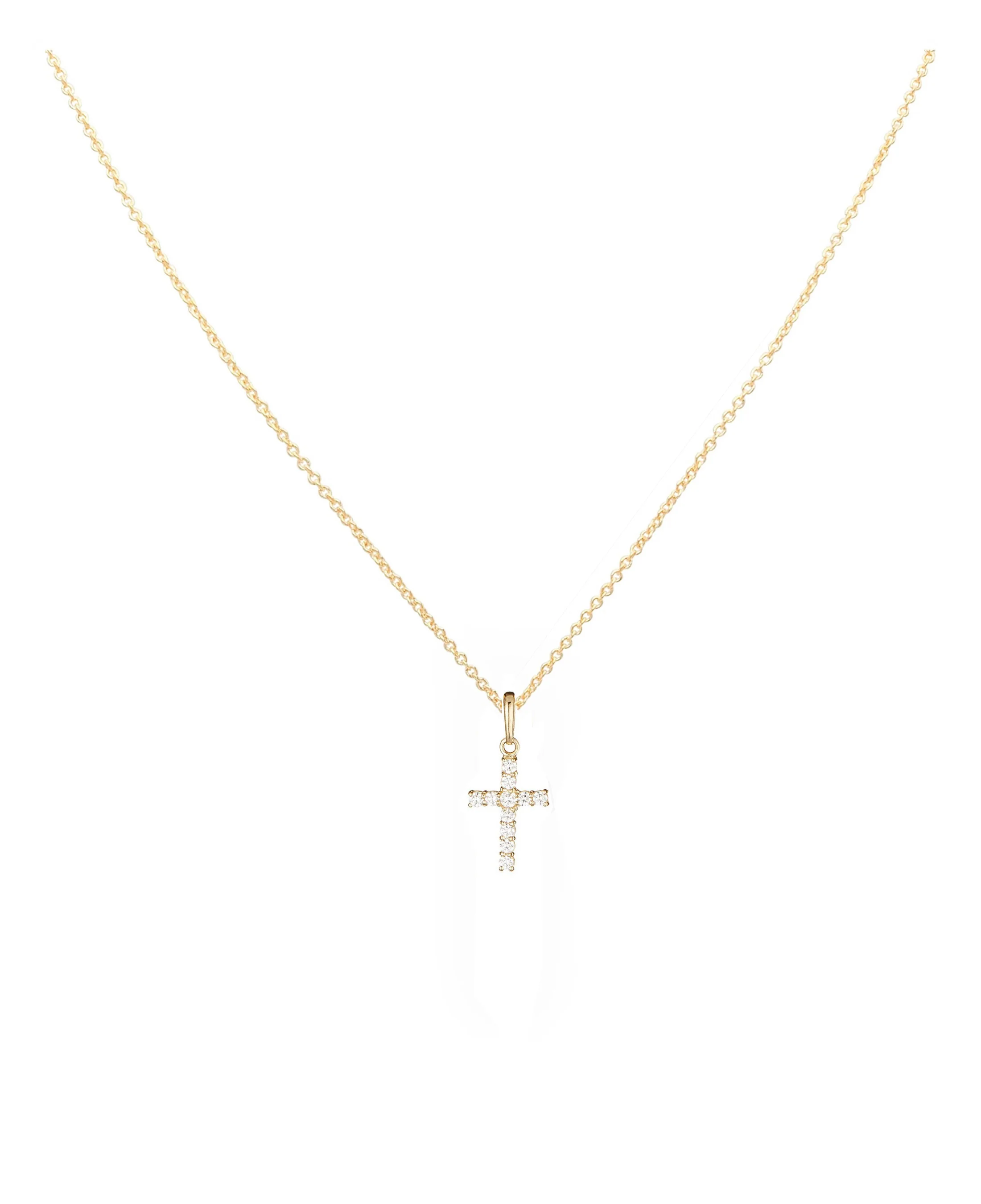 COLLIER EN PLAQUE OR PENDENTIF CROIX AVEC PIERRES - Image 3