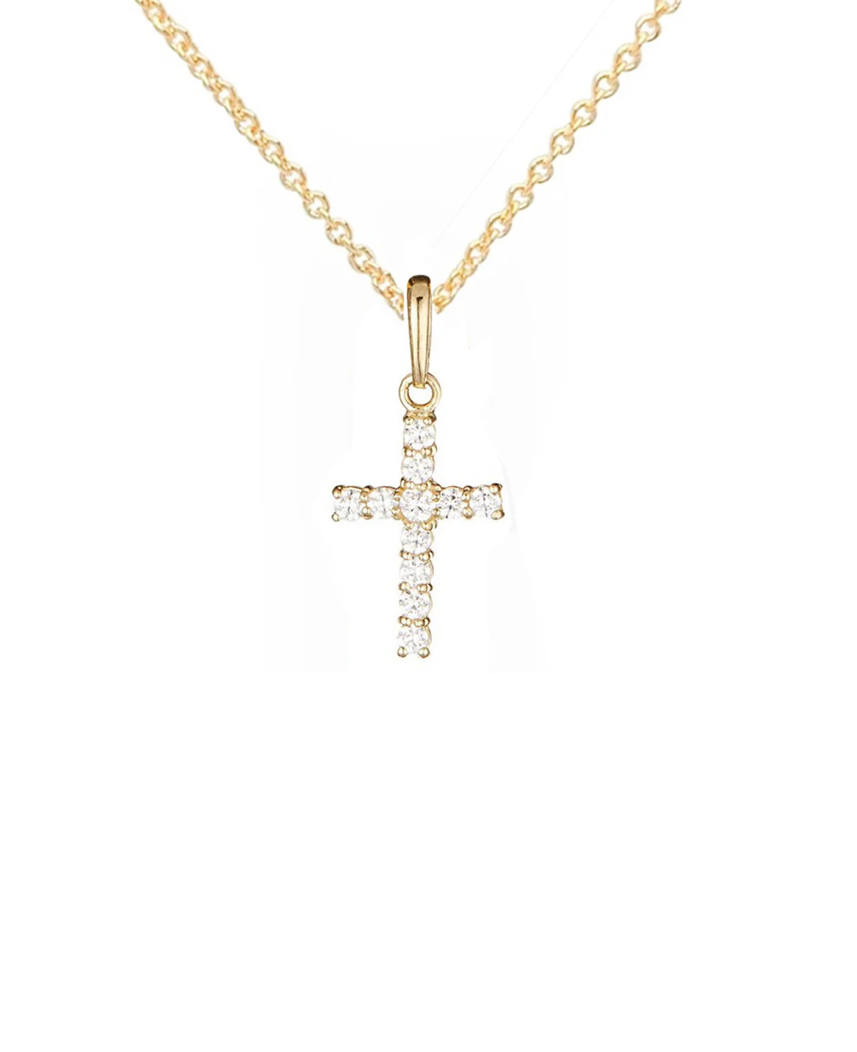 COLLIER EN PLAQUE OR PENDENTIF CROIX AVEC PIERRES - Image 4