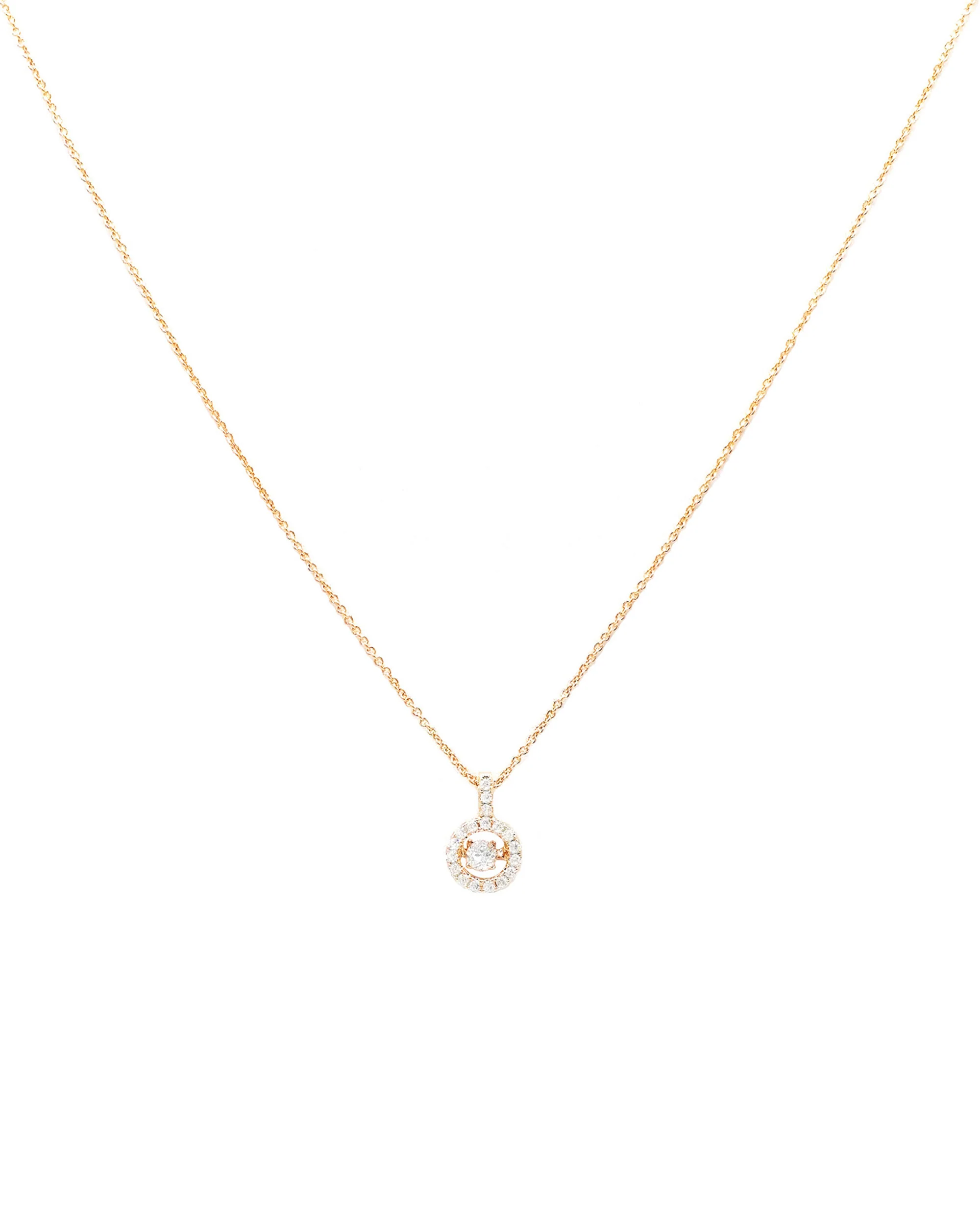 COLLIER EN PLAQUE OR PENDENTIF ROND ET BARRE AVEC PIERRES - Image 3