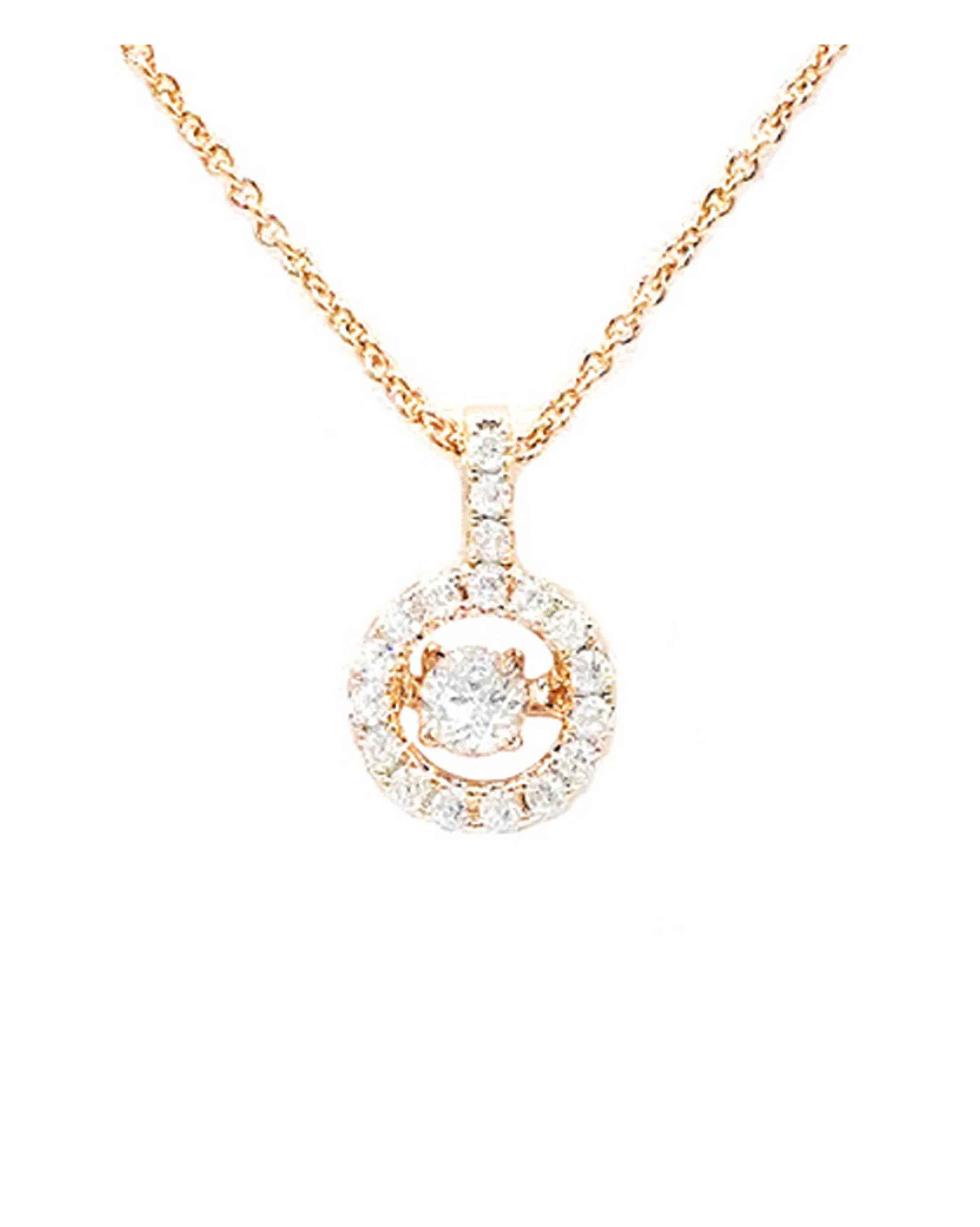 COLLIER EN PLAQUE OR PENDENTIF ROND ET BARRE AVEC PIERRES - Image 4