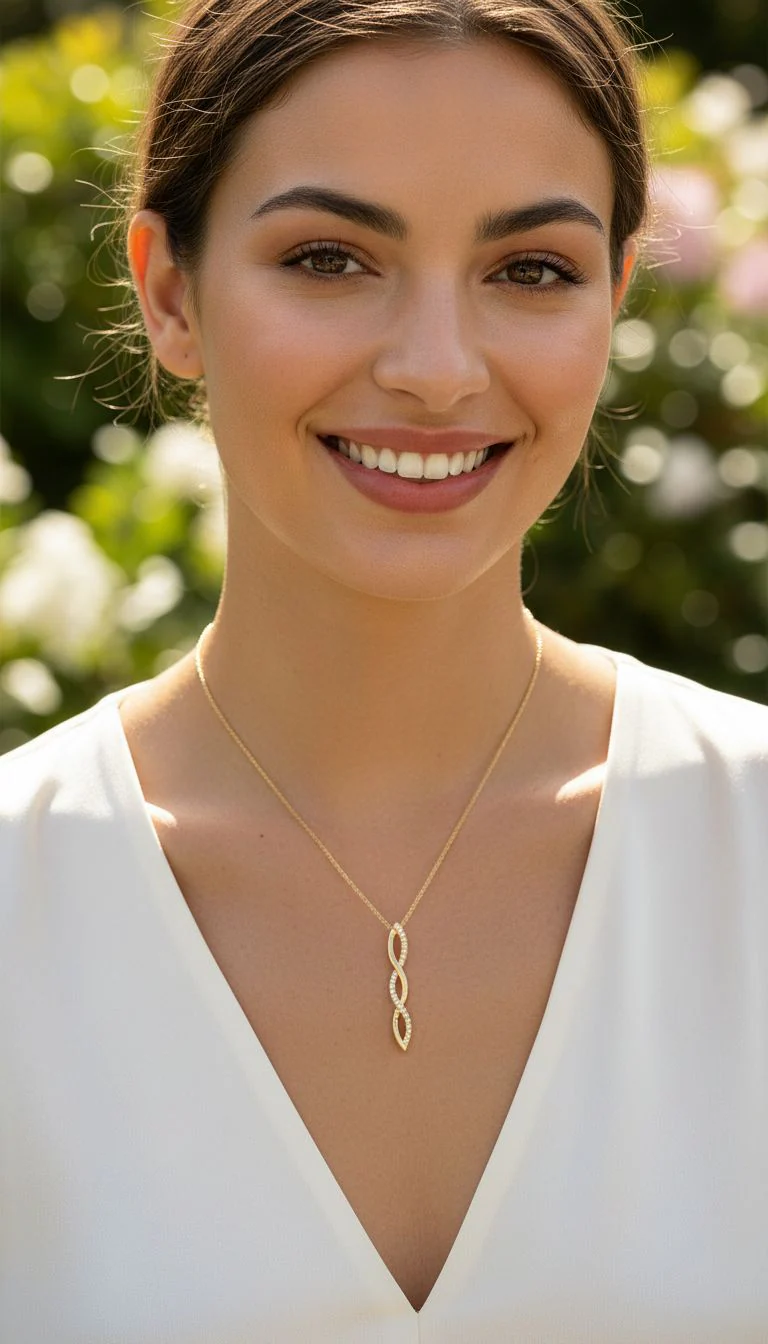 COLLIER EN PLAQUE OR PENDENTIF VAGUES - Image 2