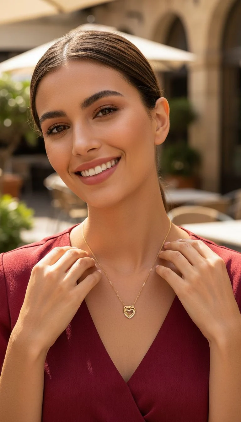 COLLIER COEUR EN PLAQUE OR – AMOUR ETERNEL - Image 2