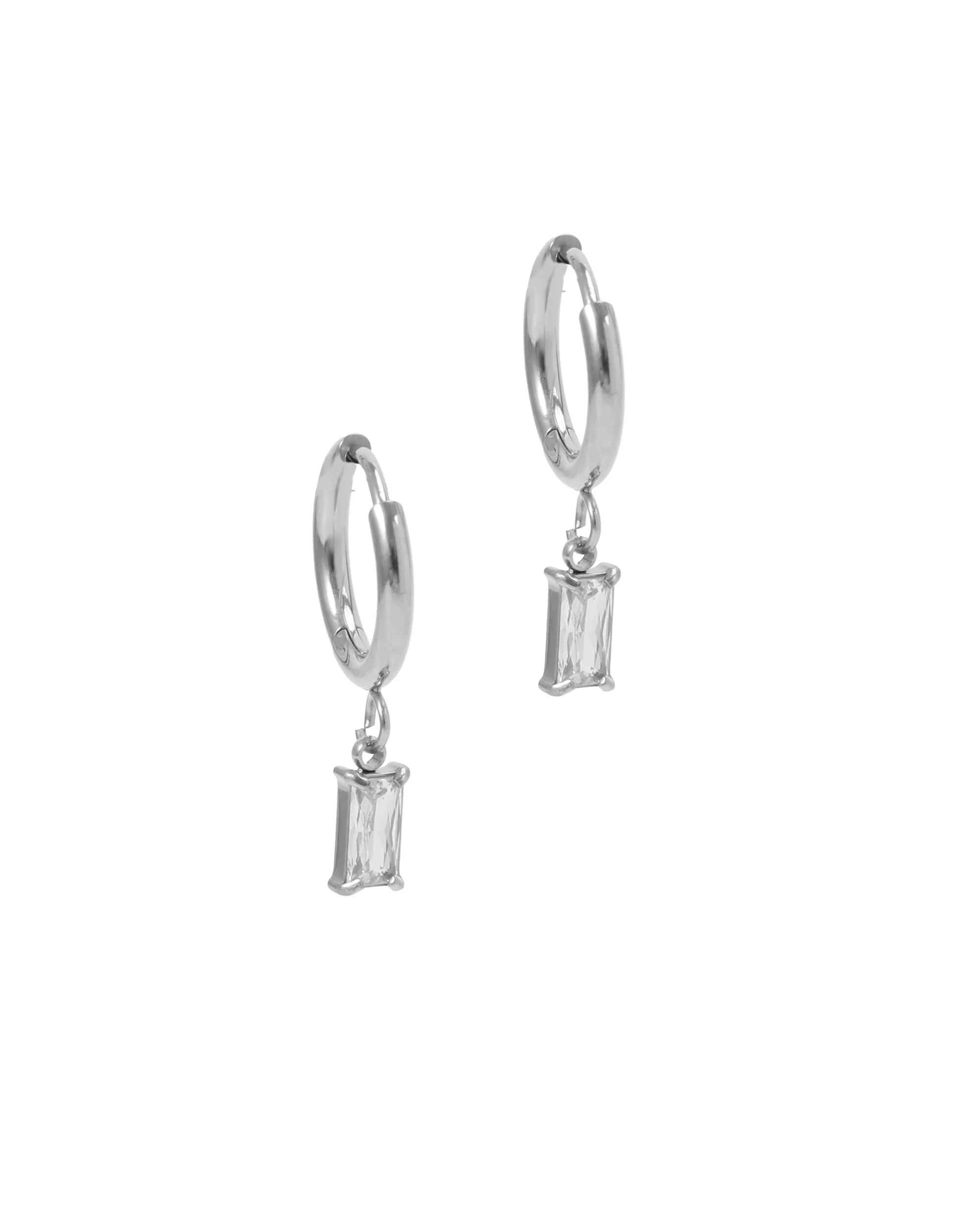 CREOLES EN ACIER AVEC ZIRCONIUM RECTANGULAIRE