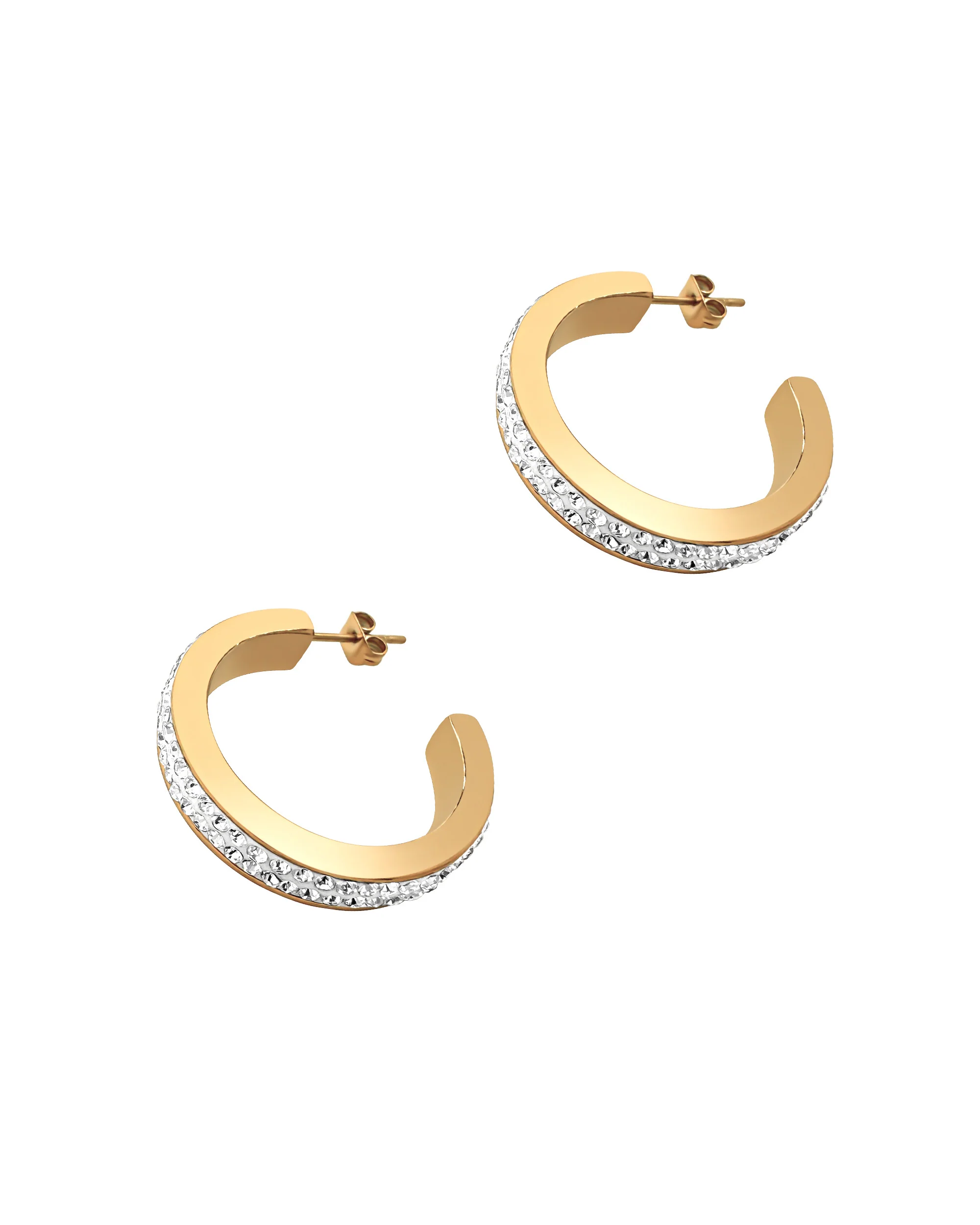 CREOLES EN ACIER DORE AVEC STRASS - Image 3