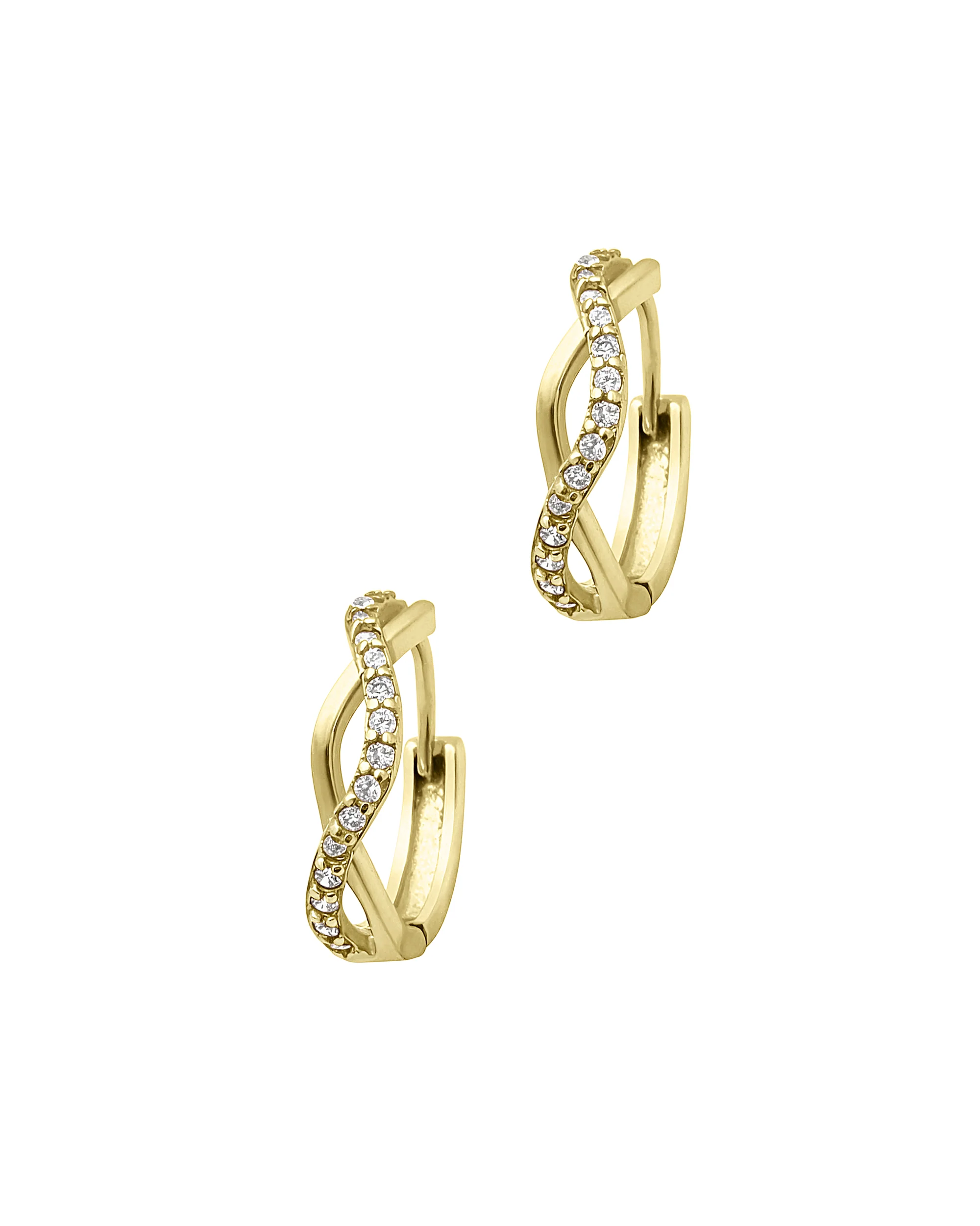 CREOLES EN ARGENT DORE DOUBLE VAGUE ET ZIRCONIUM