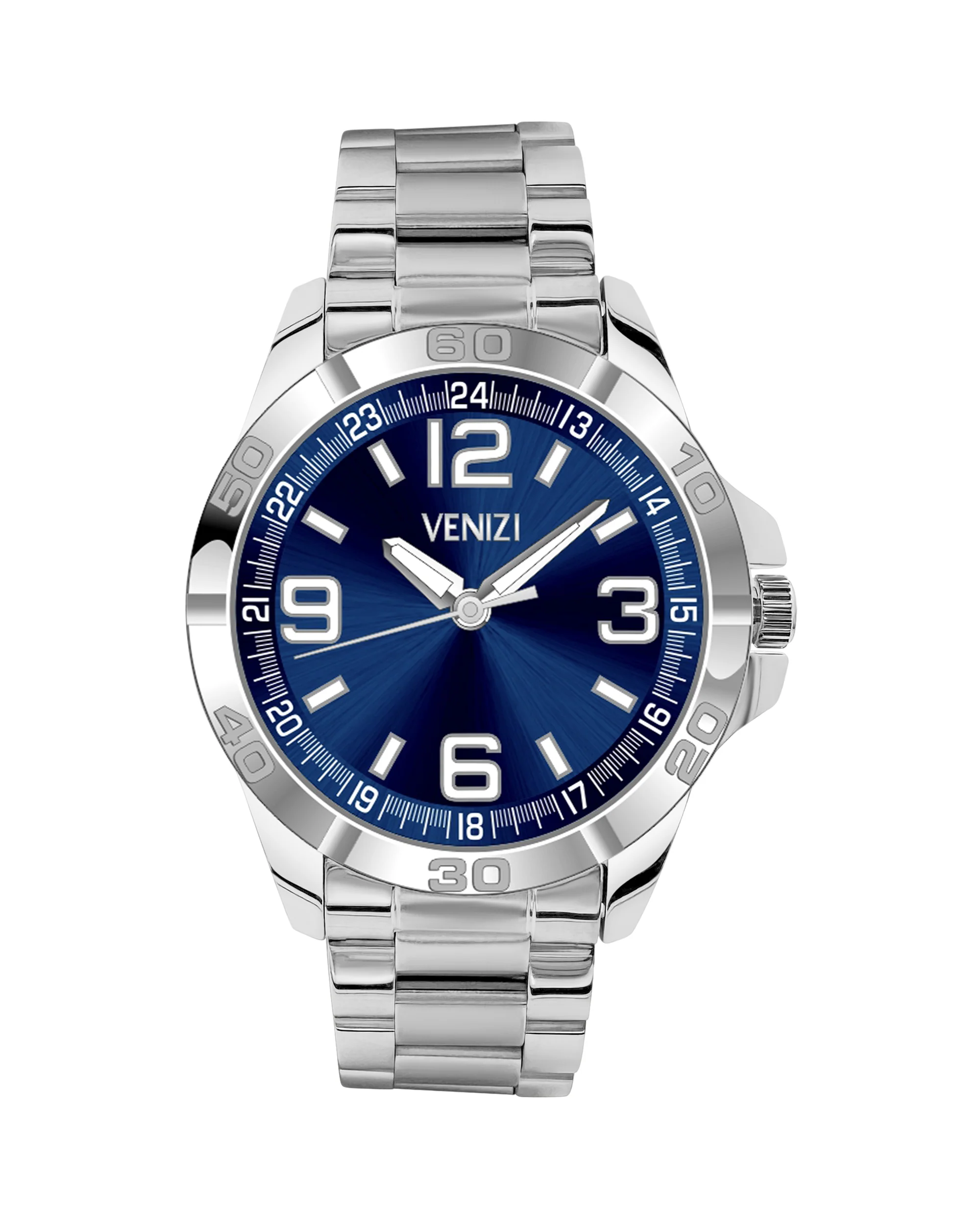 MONTRE VENIZI ARGENTEE AVEC CADRAN BLEU NUIT