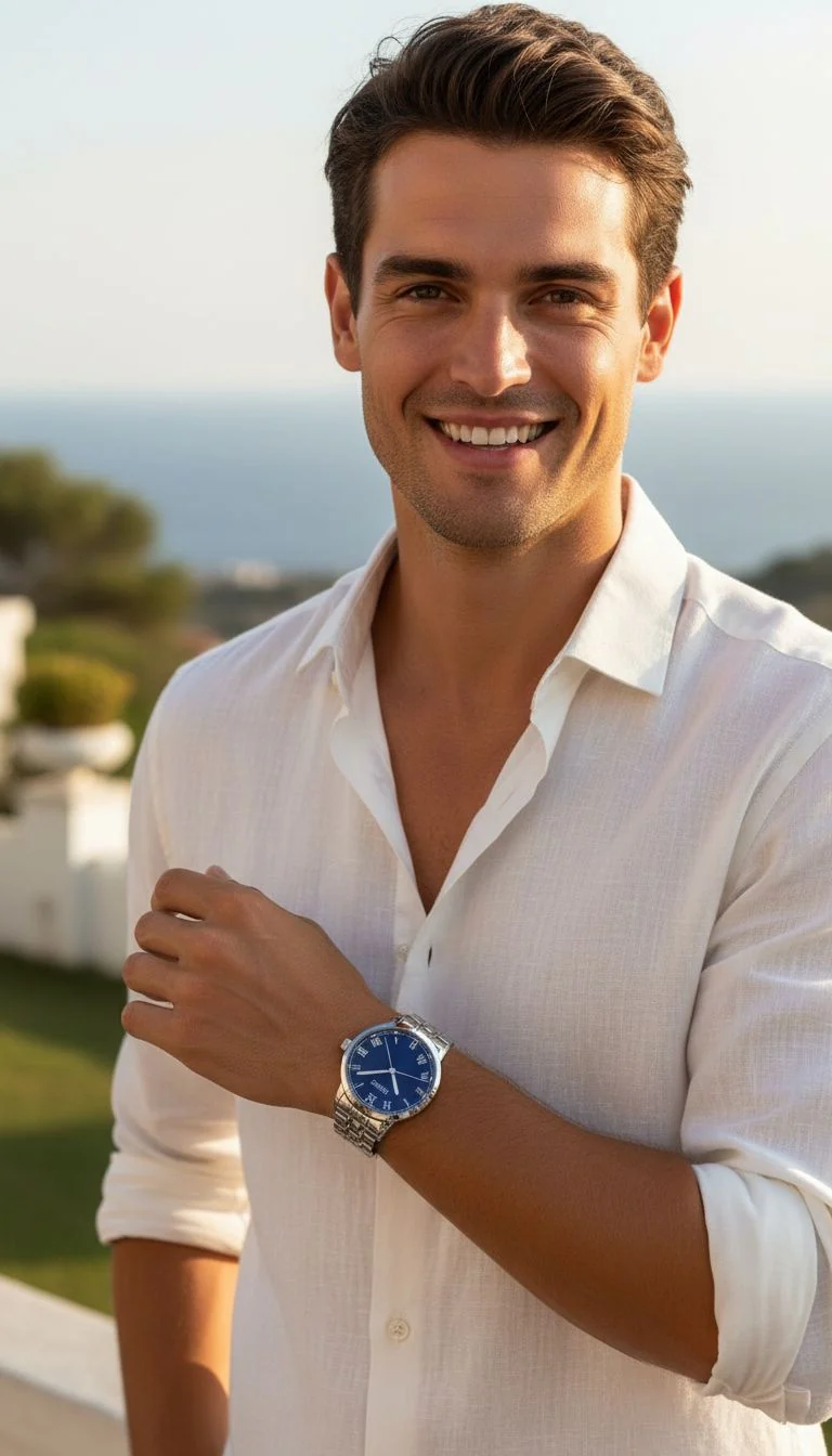 MONTRE VENIZI ARGENTEE CADRAN BLEU NUIT AVEC CHIFFRES ROMAINS - Image 2