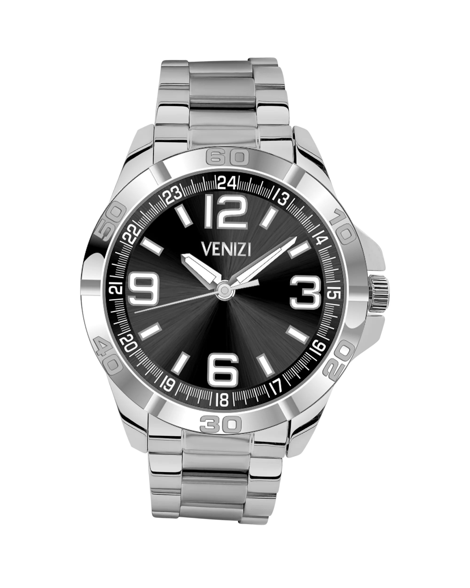 MONTRE VENIZI ARGENTEE AVEC CADRAN NOIR