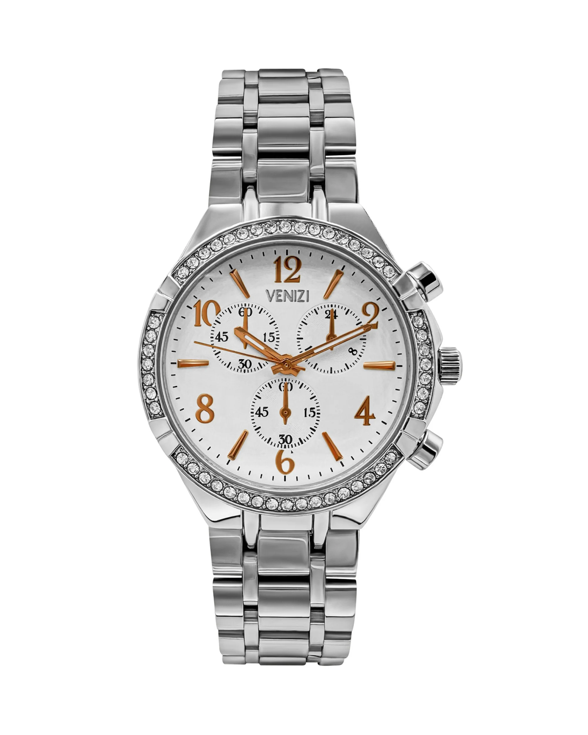 Montre Venizi argentée cadran blanc avec strass