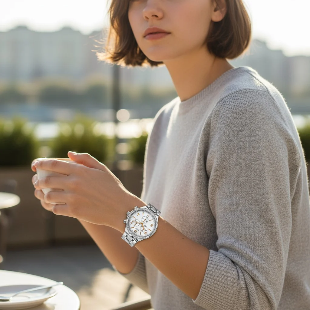Montre Venizi argentée cadran blanc avec strass - Image 2