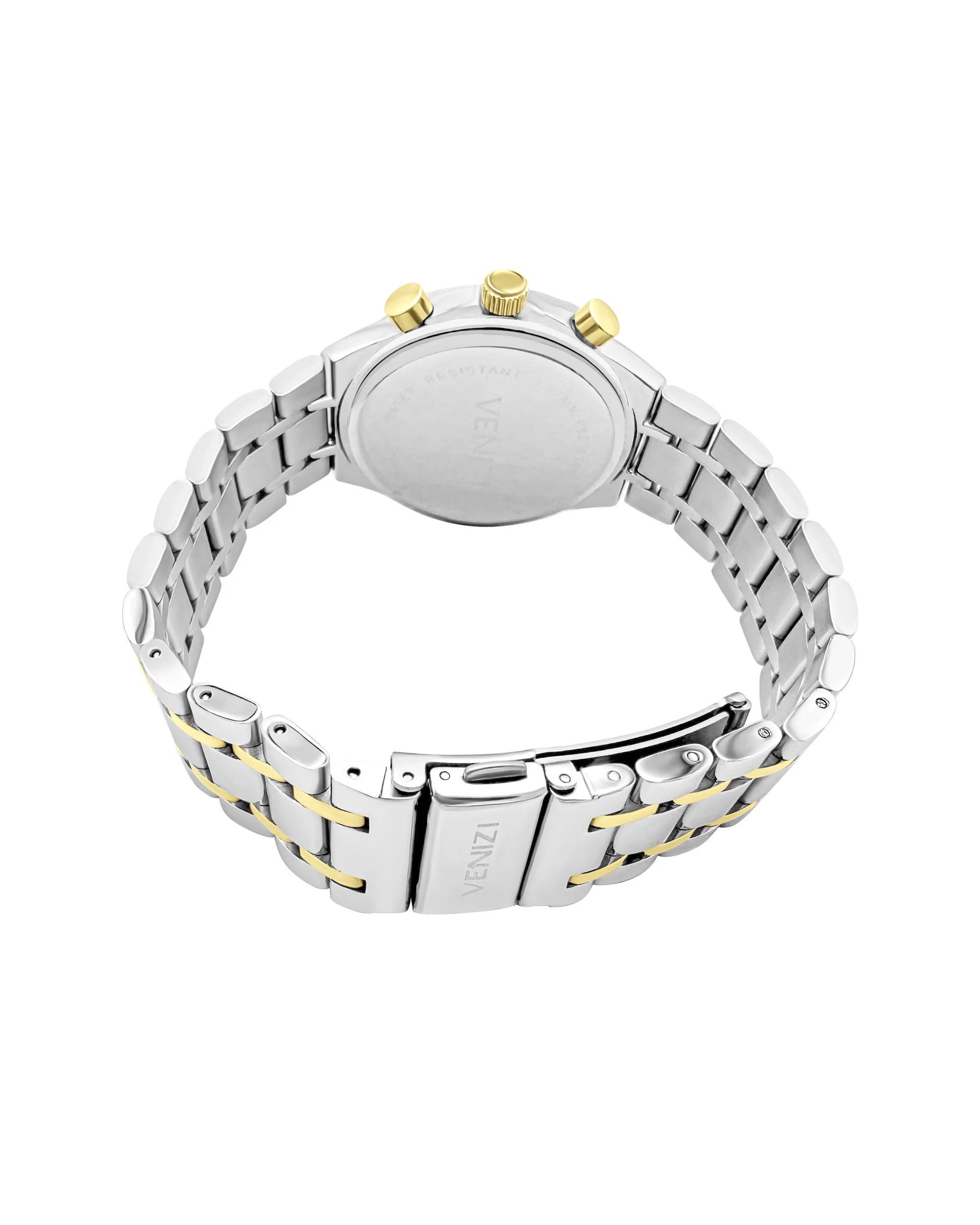 MONTRE VENIZI BICOLORE CADRAN ARGENTE ET DORE AVEC STRASS - Image 3