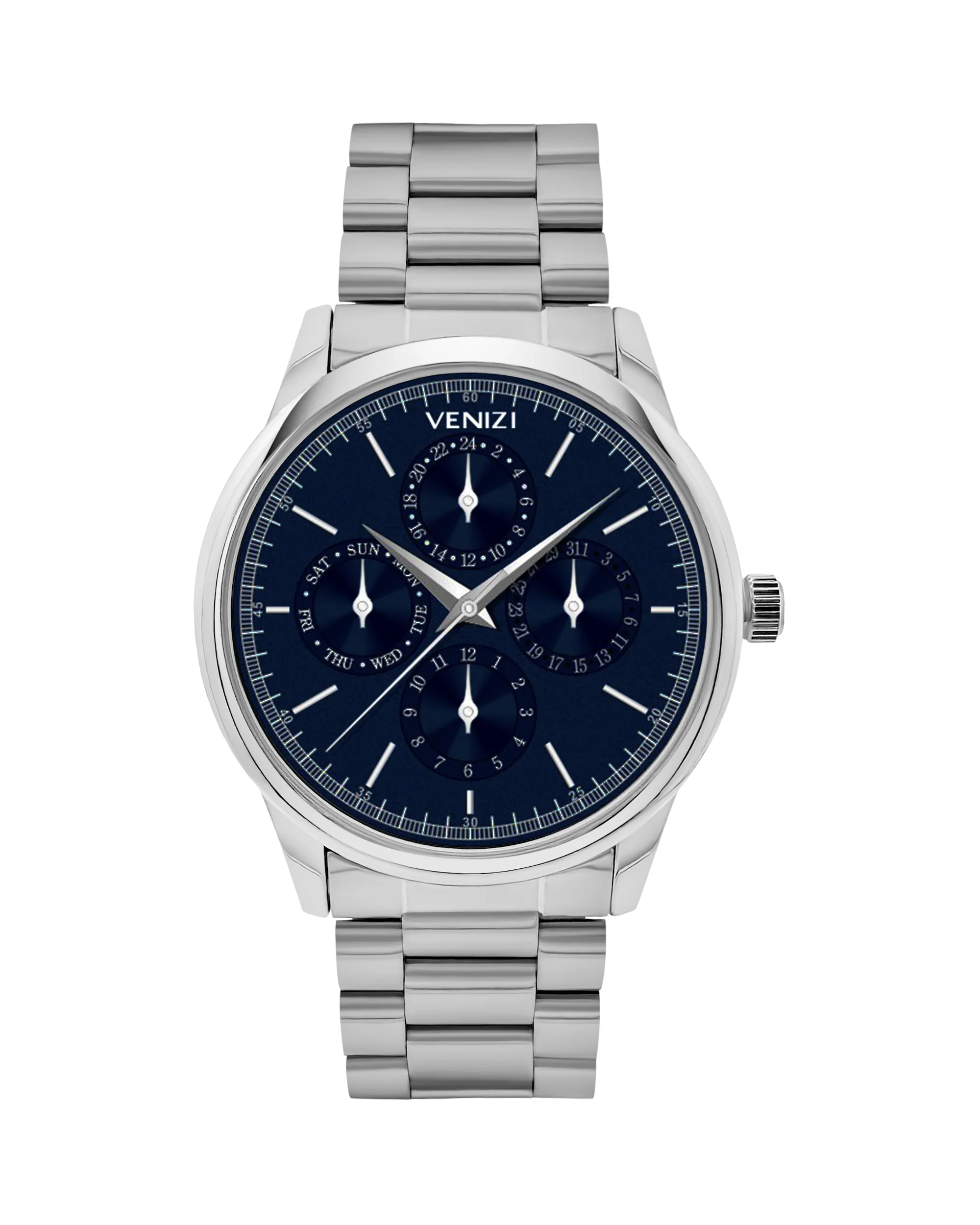 MONTRE VENIZI ARGENTEE AVEC CADRAN BLEU NUIT