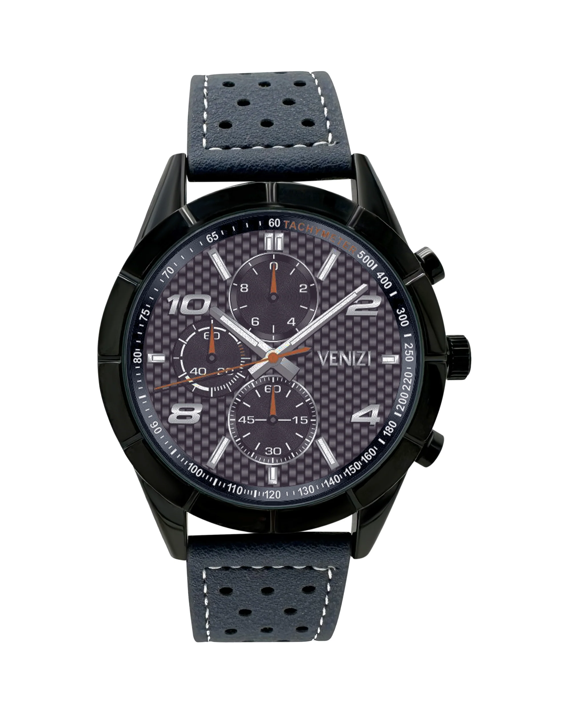 MONTRE VENIZI AVEC CADRAN BLEU NUIT ET BRACELET CUIR SPORT PERFORE