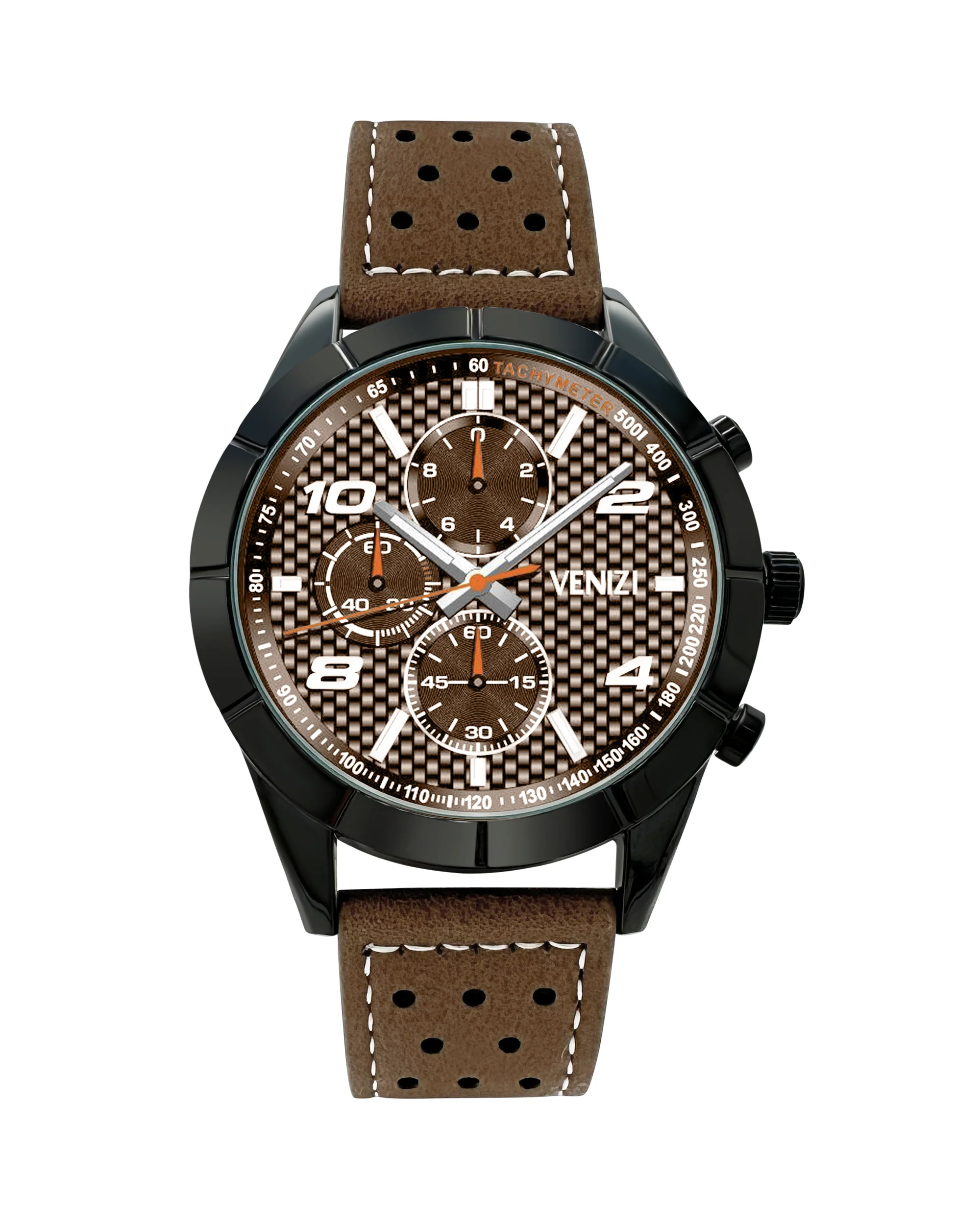 MONTRE VENIZI AVEC CADRAN MARRON ET BRACELET CUIR SPORT PERFORE
