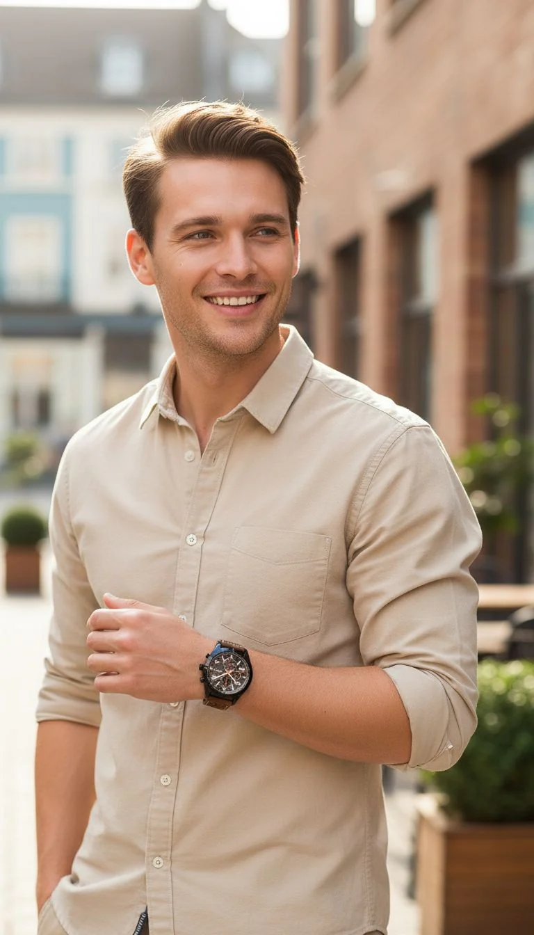 MONTRE VENIZI AVEC CADRAN MARRON ET BRACELET CUIR SPORT PERFORE - Image 2