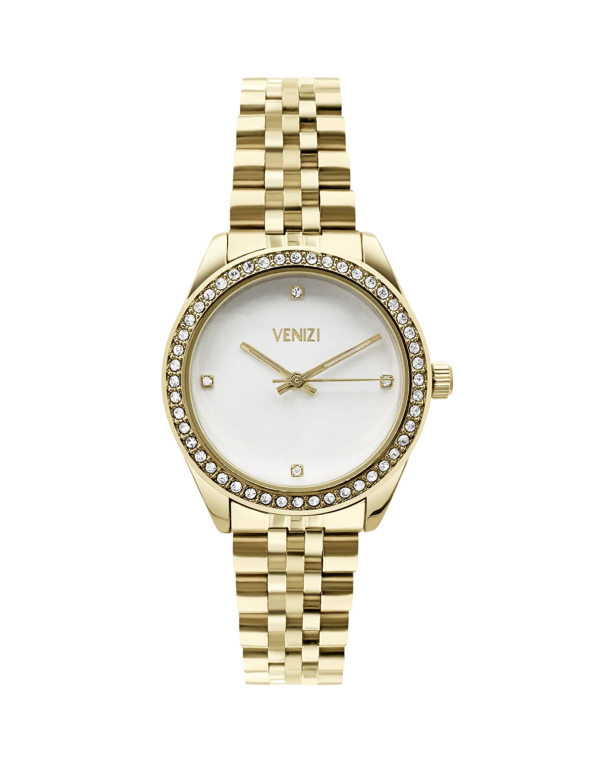 MONTRE VENIZI DOREE AVEC STRASS ET CADRAN BLANC - Image 3