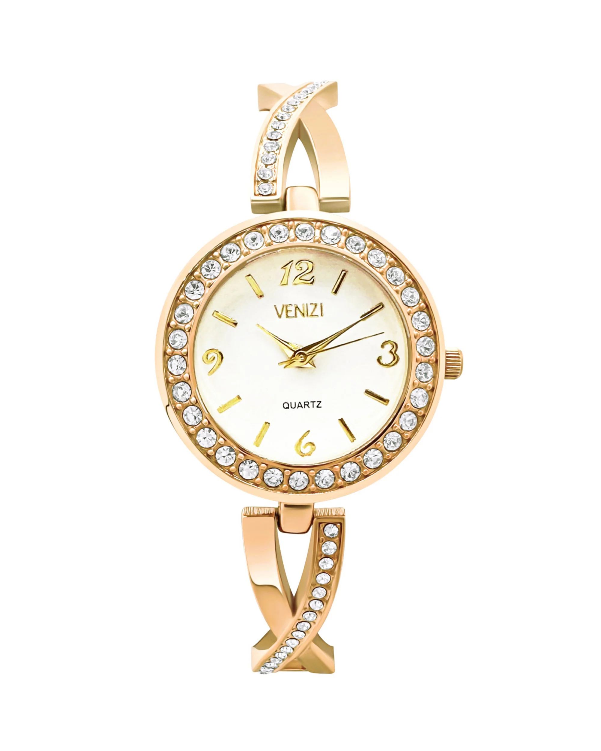 Montre Venizi dorée avec strass cadran blanc