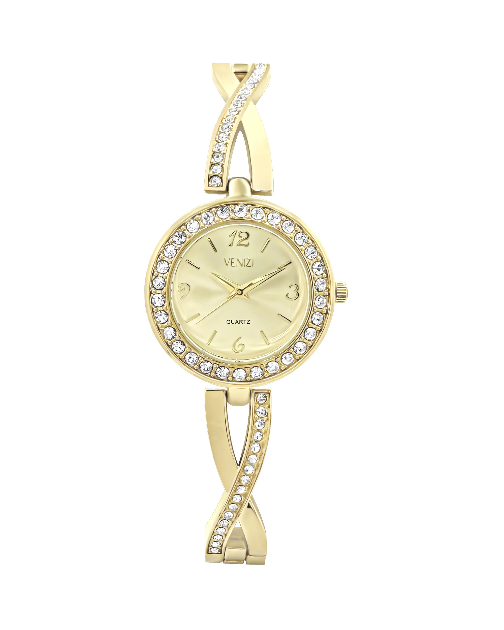 Montre Venizi dorée avec strass et cadran doré