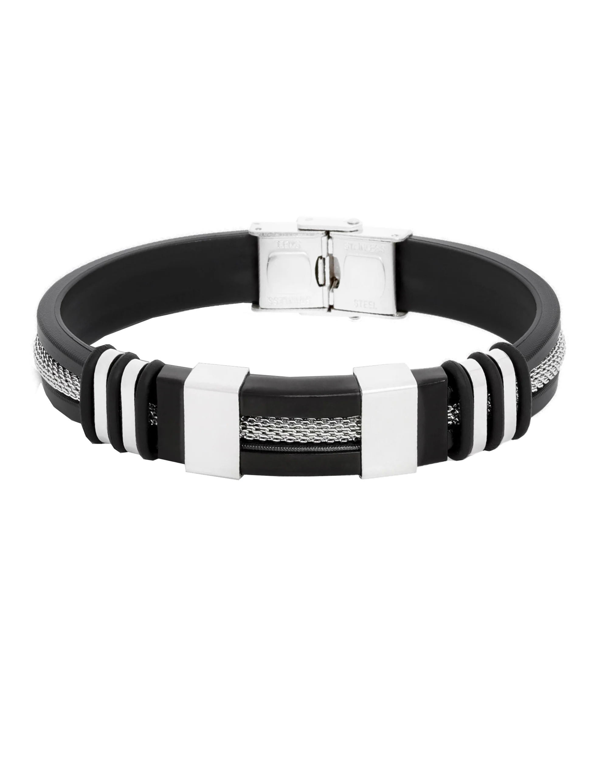 PARURE EN ACIER AVEC BRACELET EN CAOUTCHOUC - Image 3