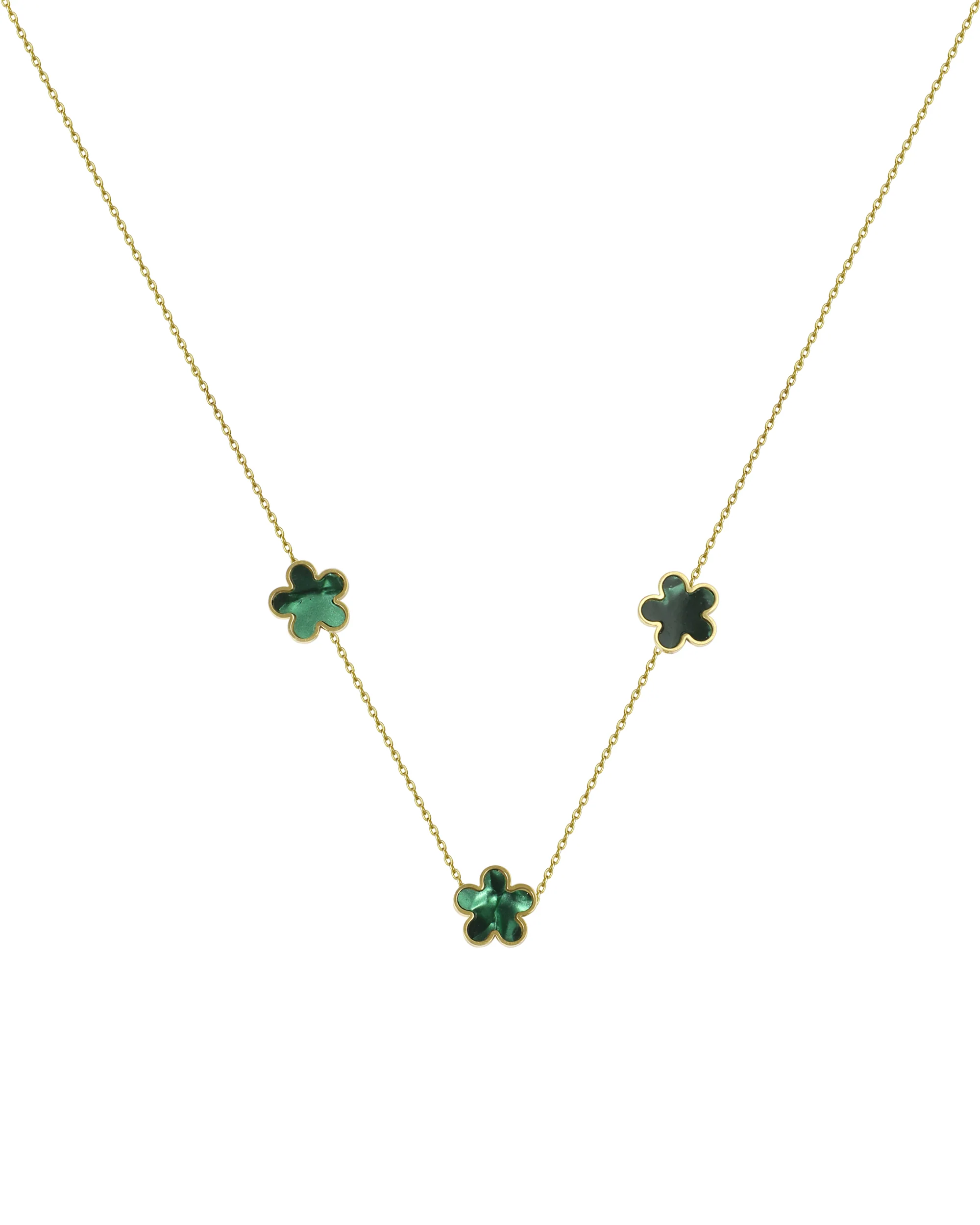 PARURE EN ACIER DORE AVEC FLEUR NACRE COULEUR EMERAUDE - Image 4