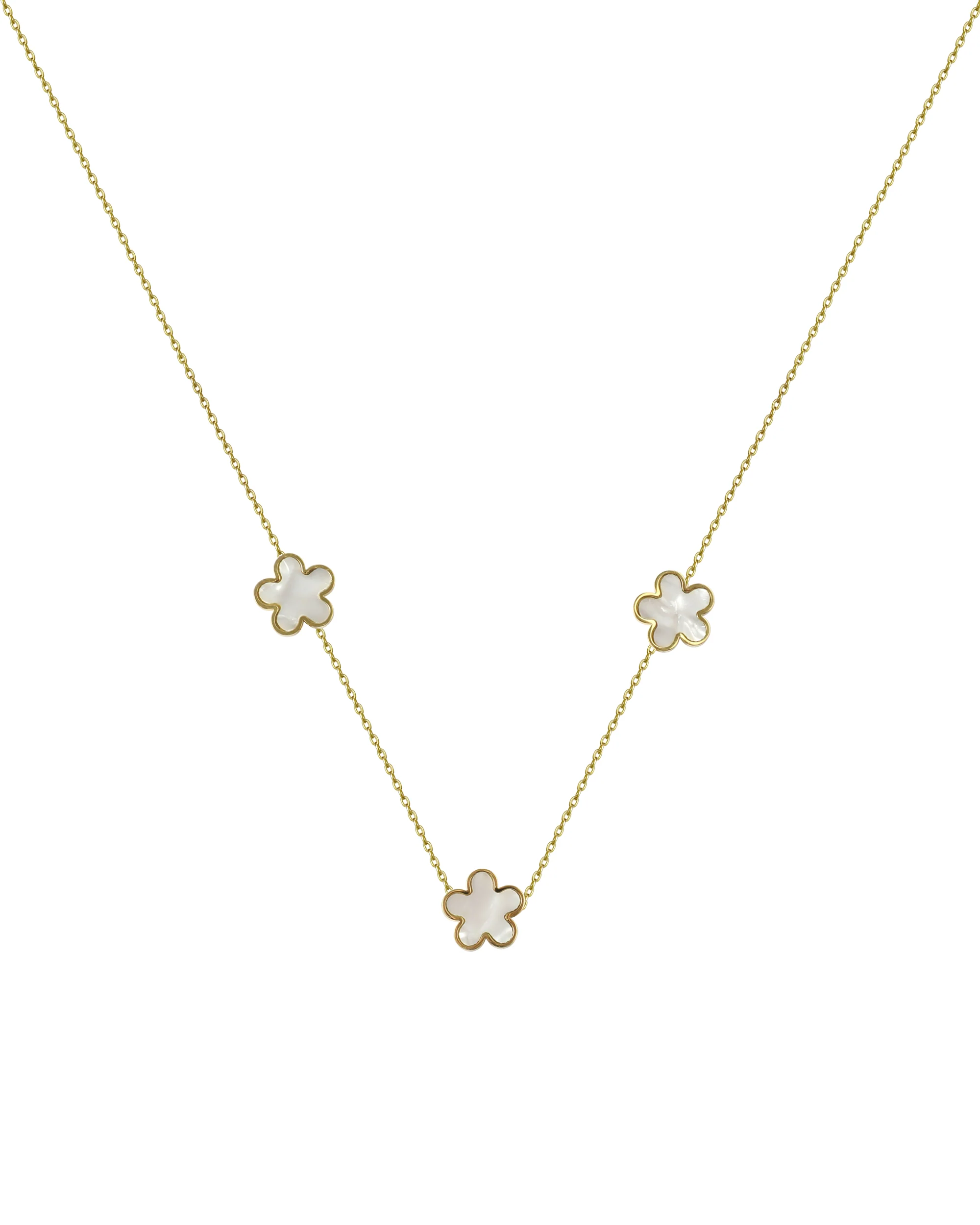 PARURE EN ACIER DORE FLEURI ORNE DE NACRE BLANCHE - Image 4