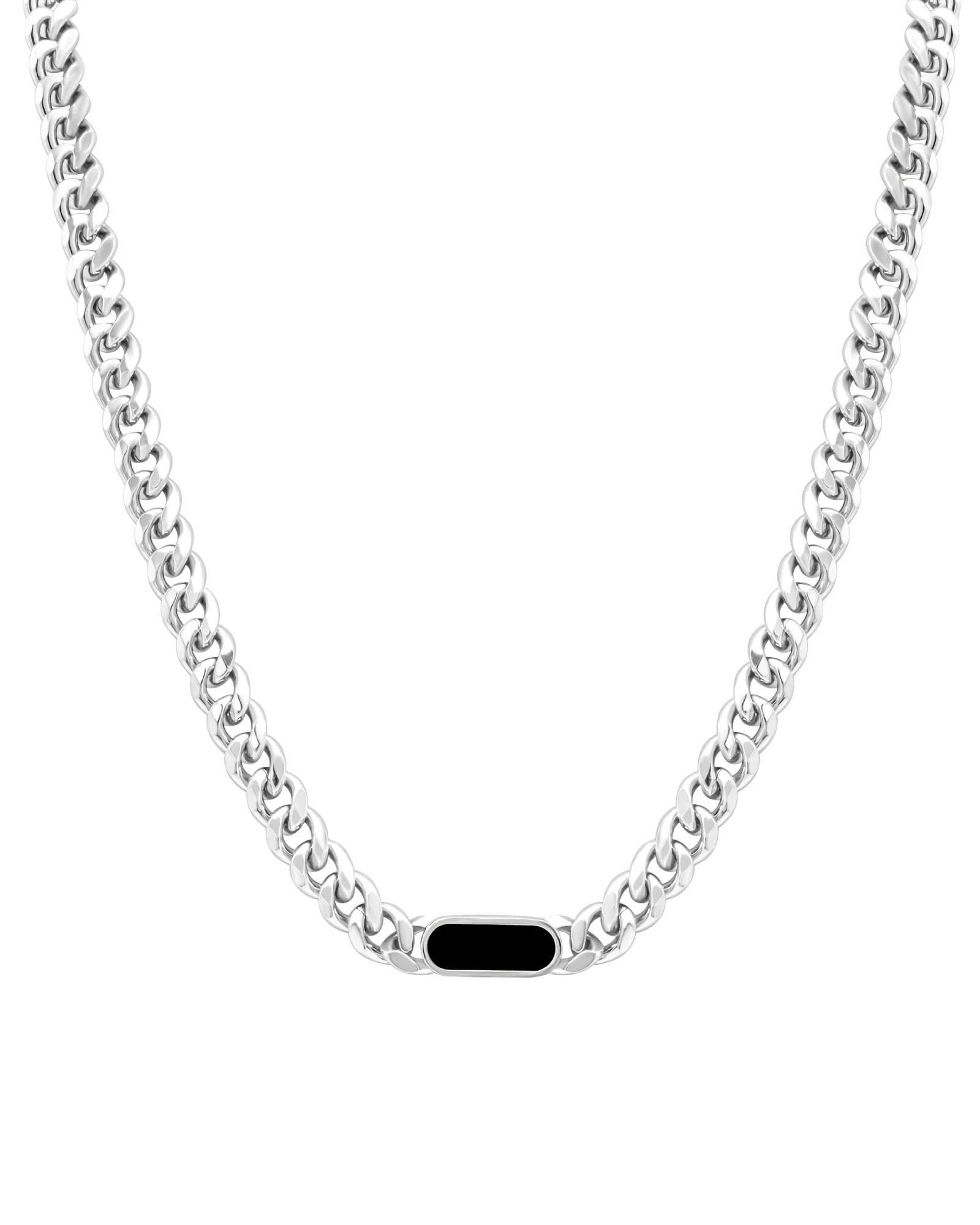 PARURE EN ACIER MAILLE GOURMETTE AVEC OVALE NOIR - Image 3