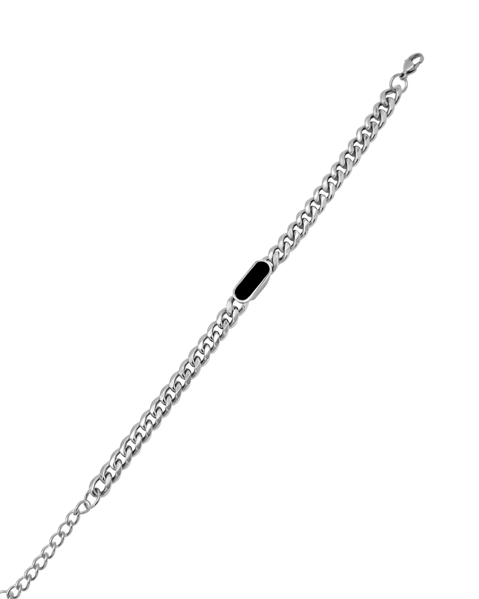 PARURE EN ACIER MAILLE GOURMETTE AVEC OVALE NOIR - Image 4