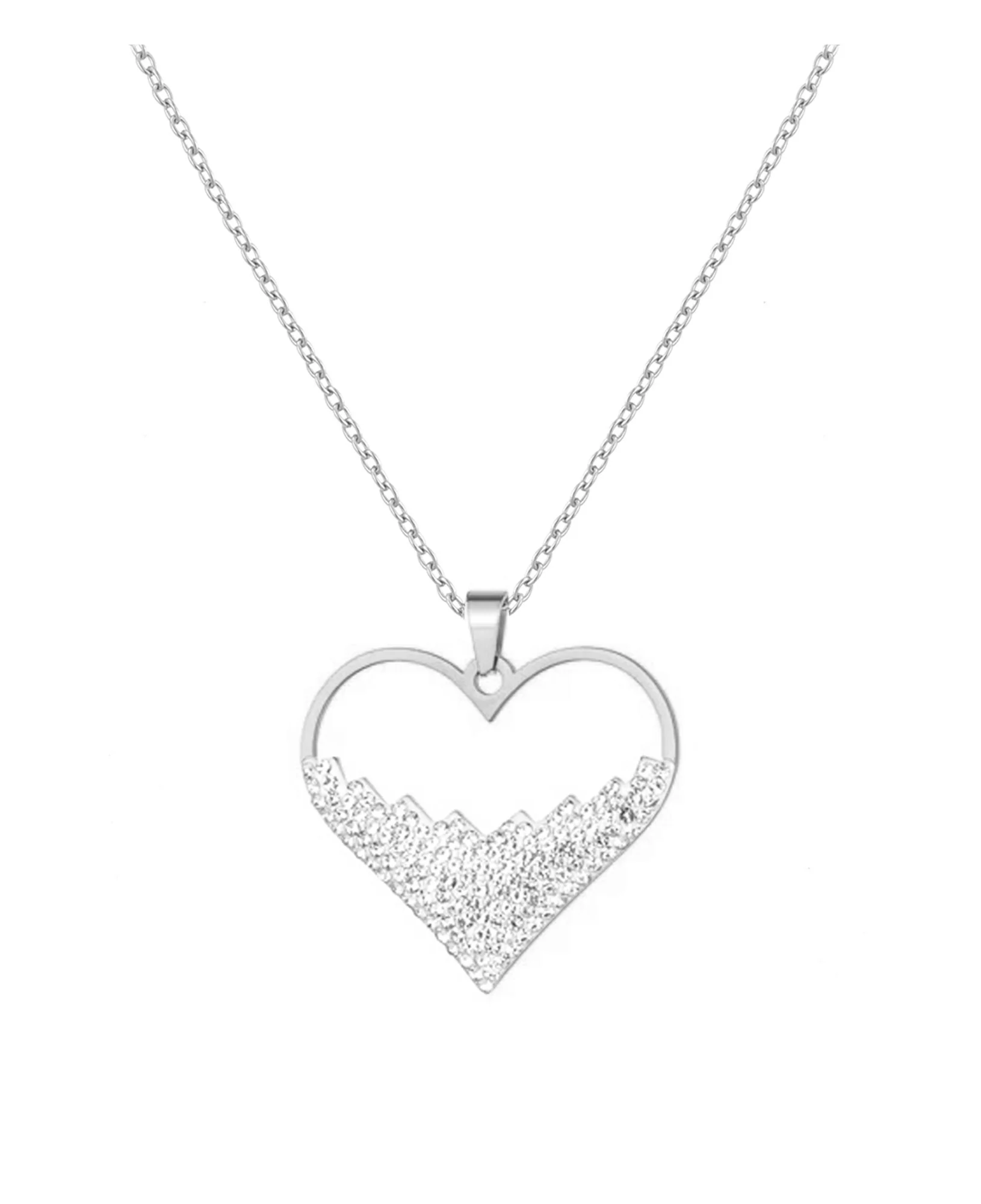 PARURE EN ACIER PENDENTIF COEUR AVEC STRASS - Image 3