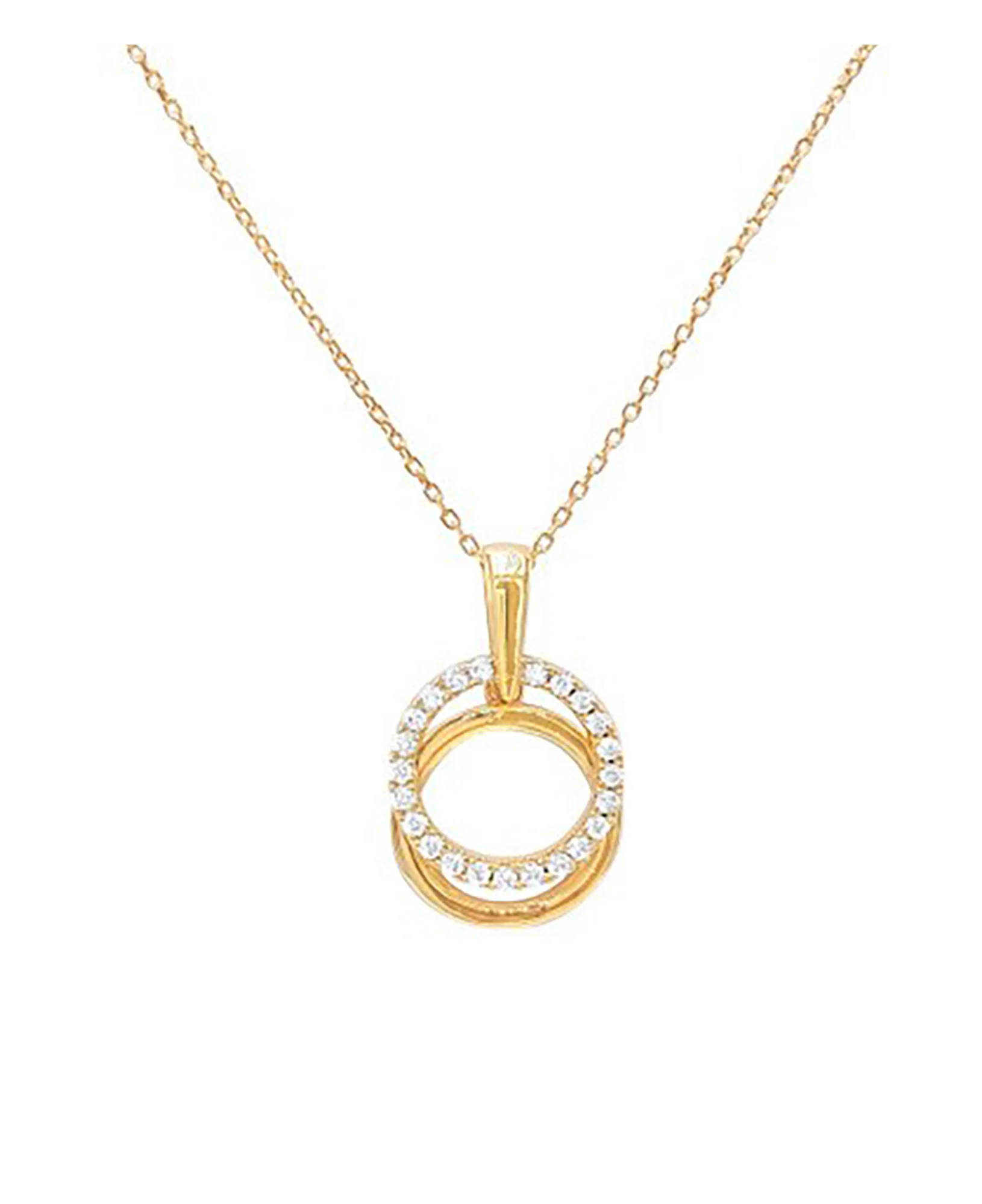 PARURE EN PLAQUE OR DOUBLE CERCLE AVEC ZIRCONIUM - Image 3